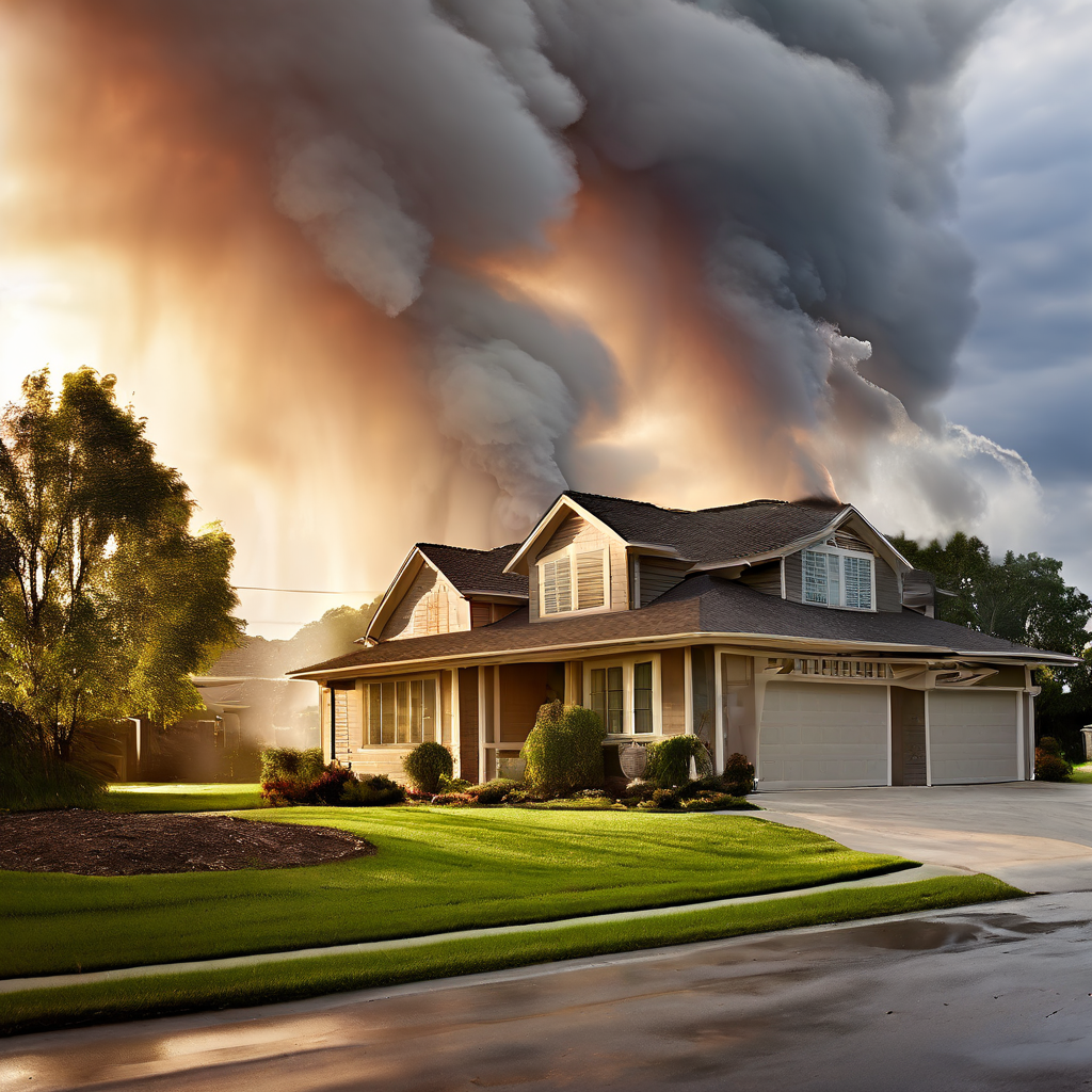 Homeowners insurance—family outside their home reviewing coverage with an agent