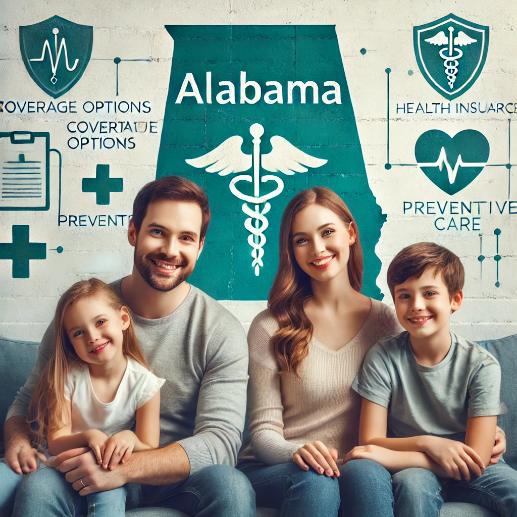 Family in Alabama reviewing ACA Marketplace, Medicare, and small-group health insurance options
