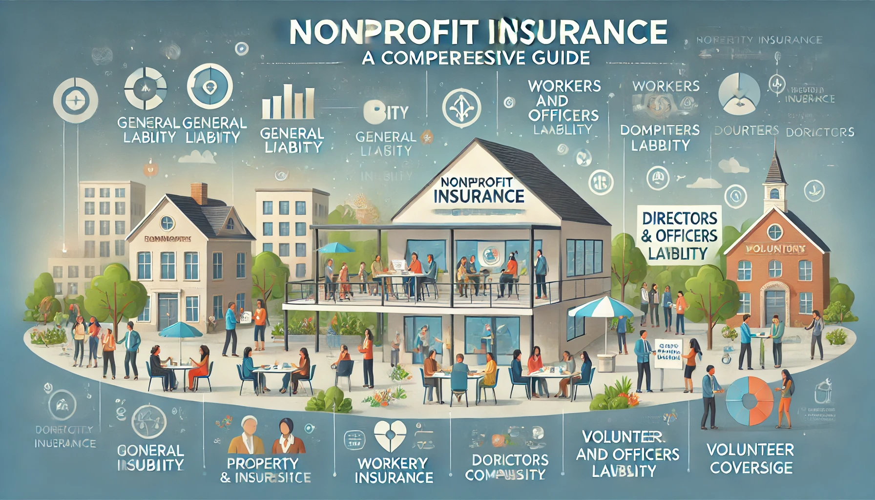 Nonprofit insurance coverage options: General Liability, D&O, EPLI, Professional Liability, Property, Auto, Abuse & Molestation, Cyber, and Special Event coverage