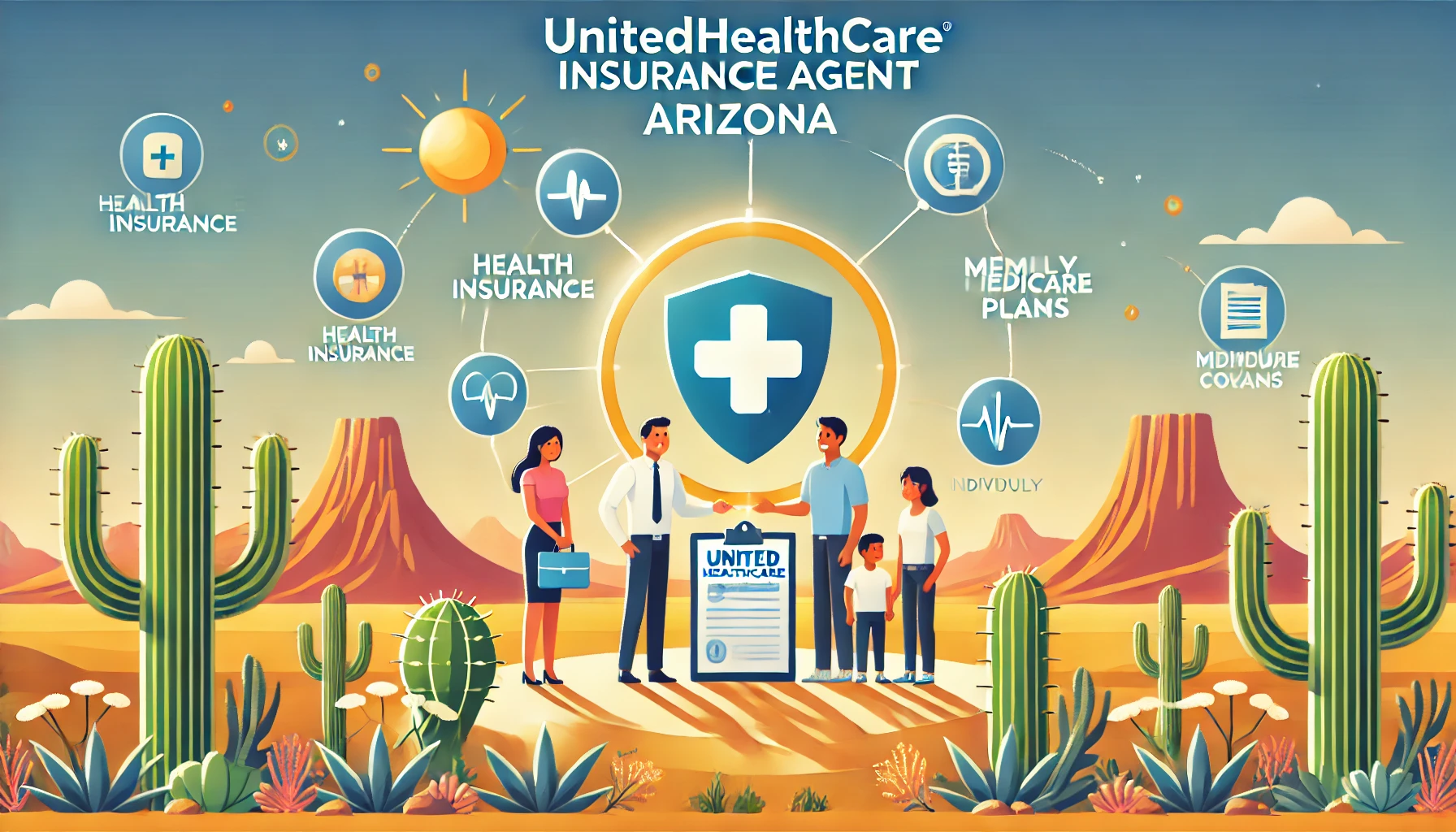 Arizona health insurance agent reviewing UnitedHealthcare plan options with a family in Tucson