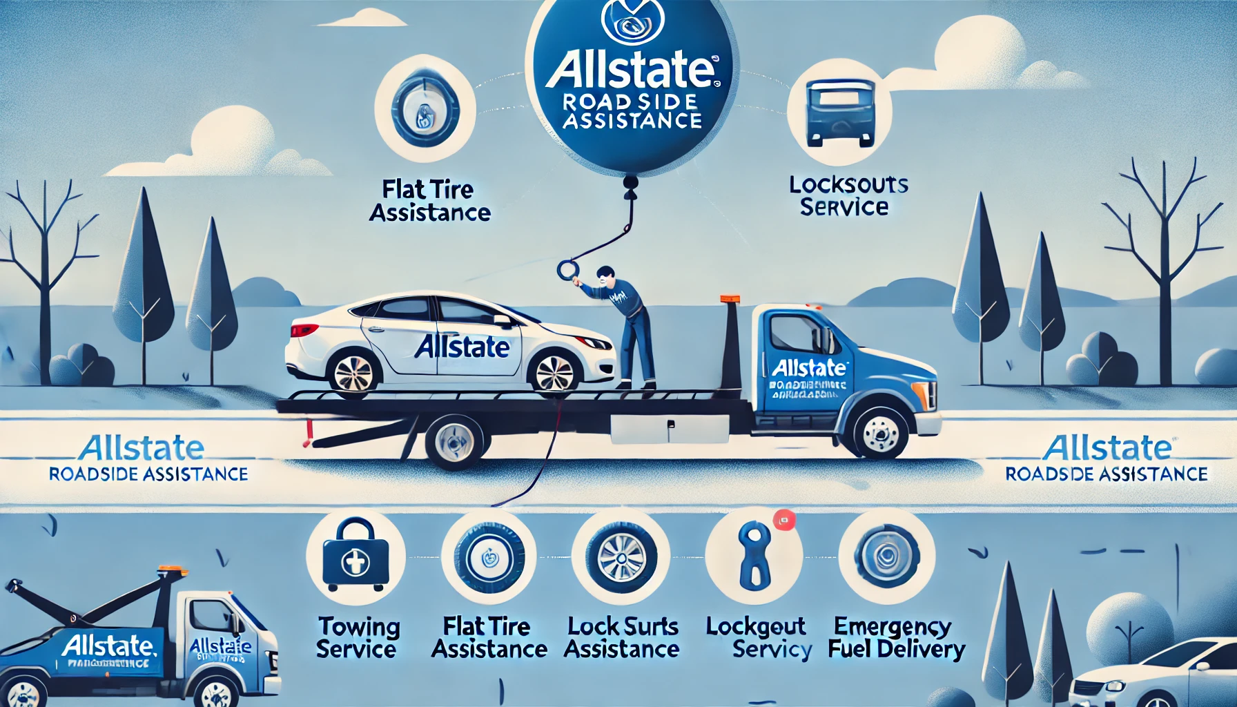 Allstate roadside assistance review featuring towing, jump-start, lockout, and flat tire help