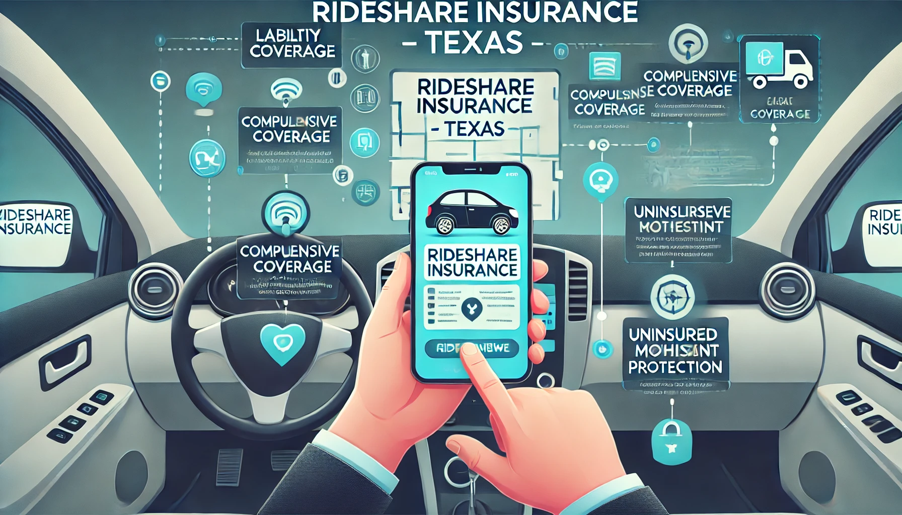 Texas rideshare insurance for Uber and Lyft drivers with coverage by app period
