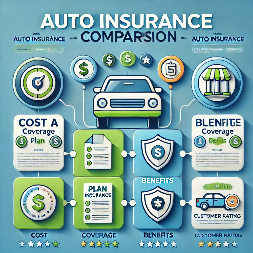 Auto insurance comparison with multiple carriers and side-by-side coverage options