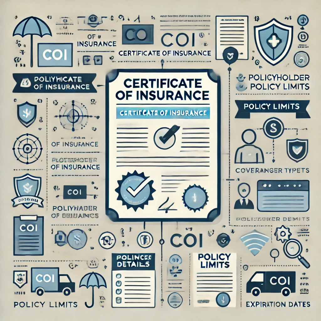 Contractor receiving a certificate of insurance to begin work at a job site