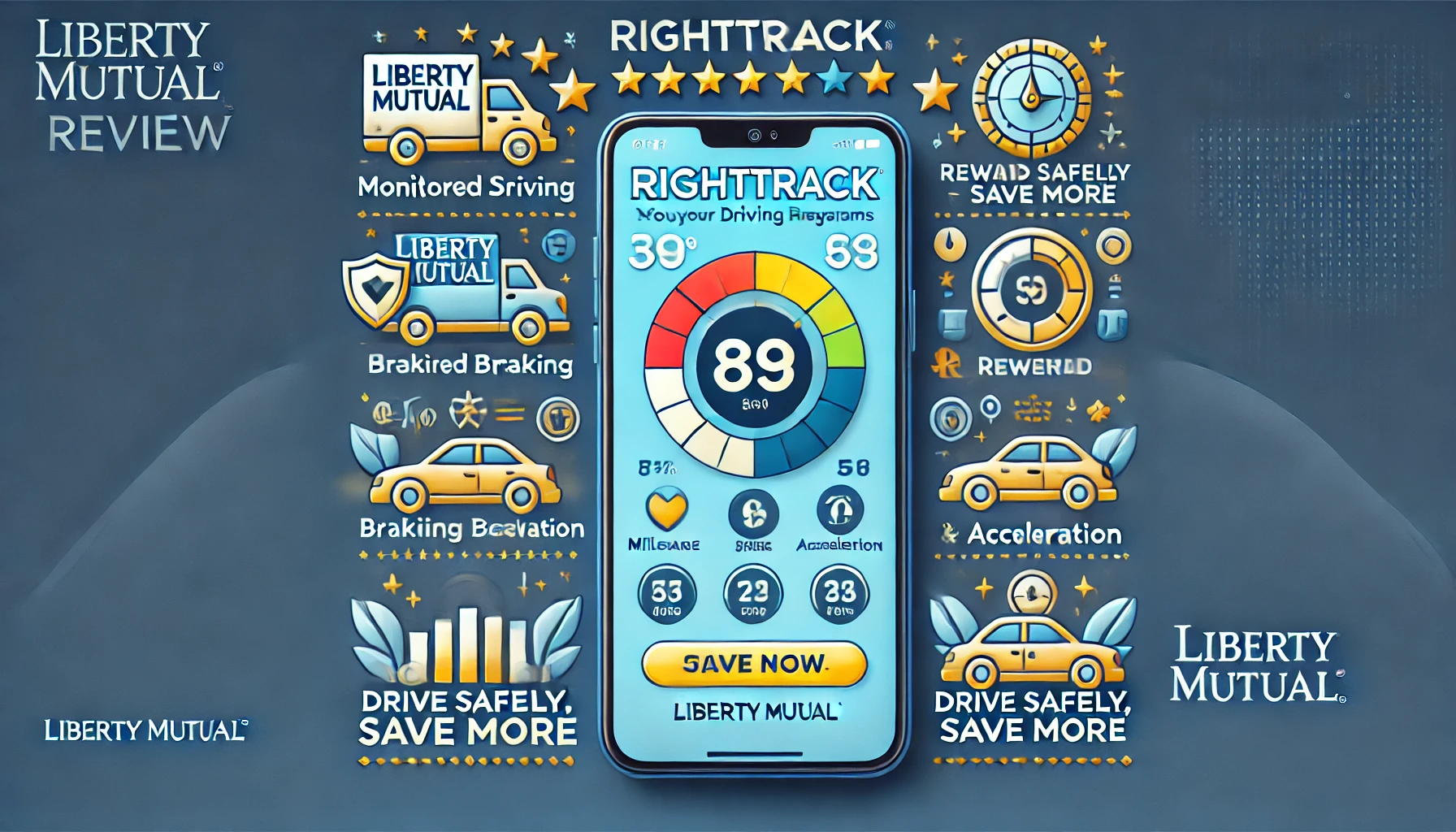 RightTrack telematics review showing phone-based driving score and trip tracking concept