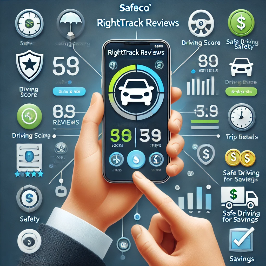 Driver reviewing driving score details and trip activity in a telematics-style auto insurance app