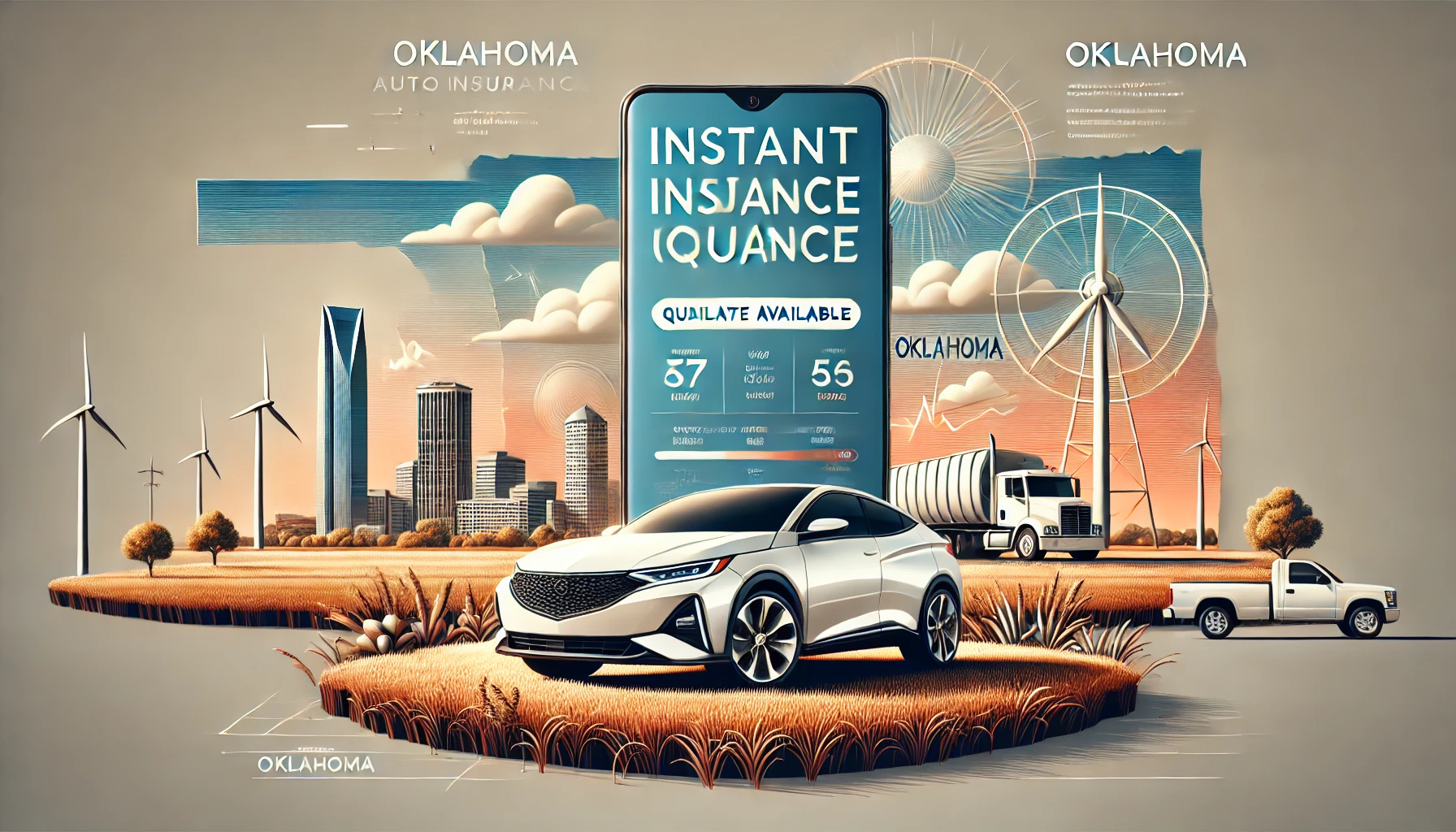 Oklahoma auto insurance quotes comparison with an Oklahoma roadway background