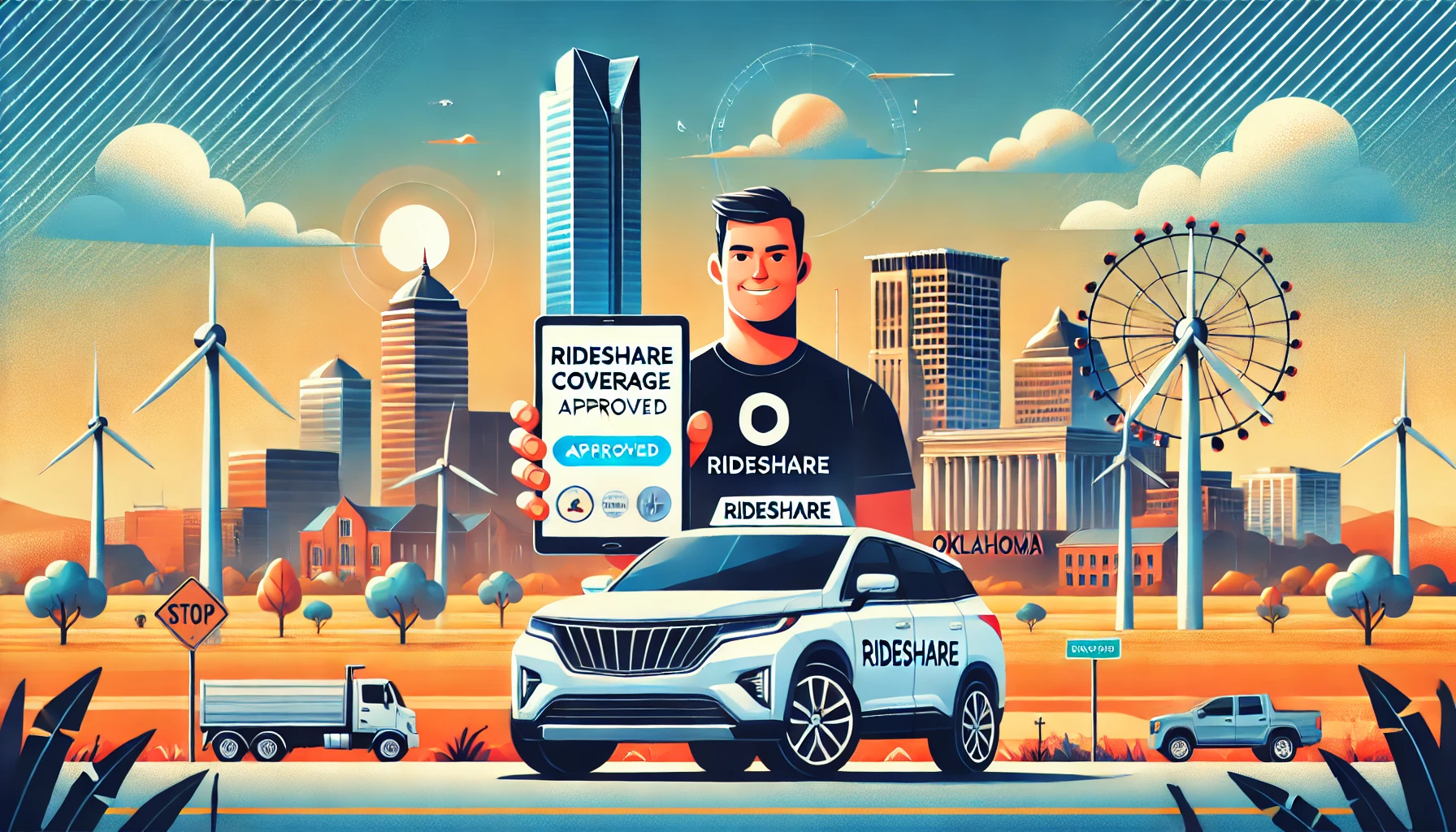 Oklahoma rideshare driver reviewing insurance options and coverage phases for Uber and Lyft in 2026