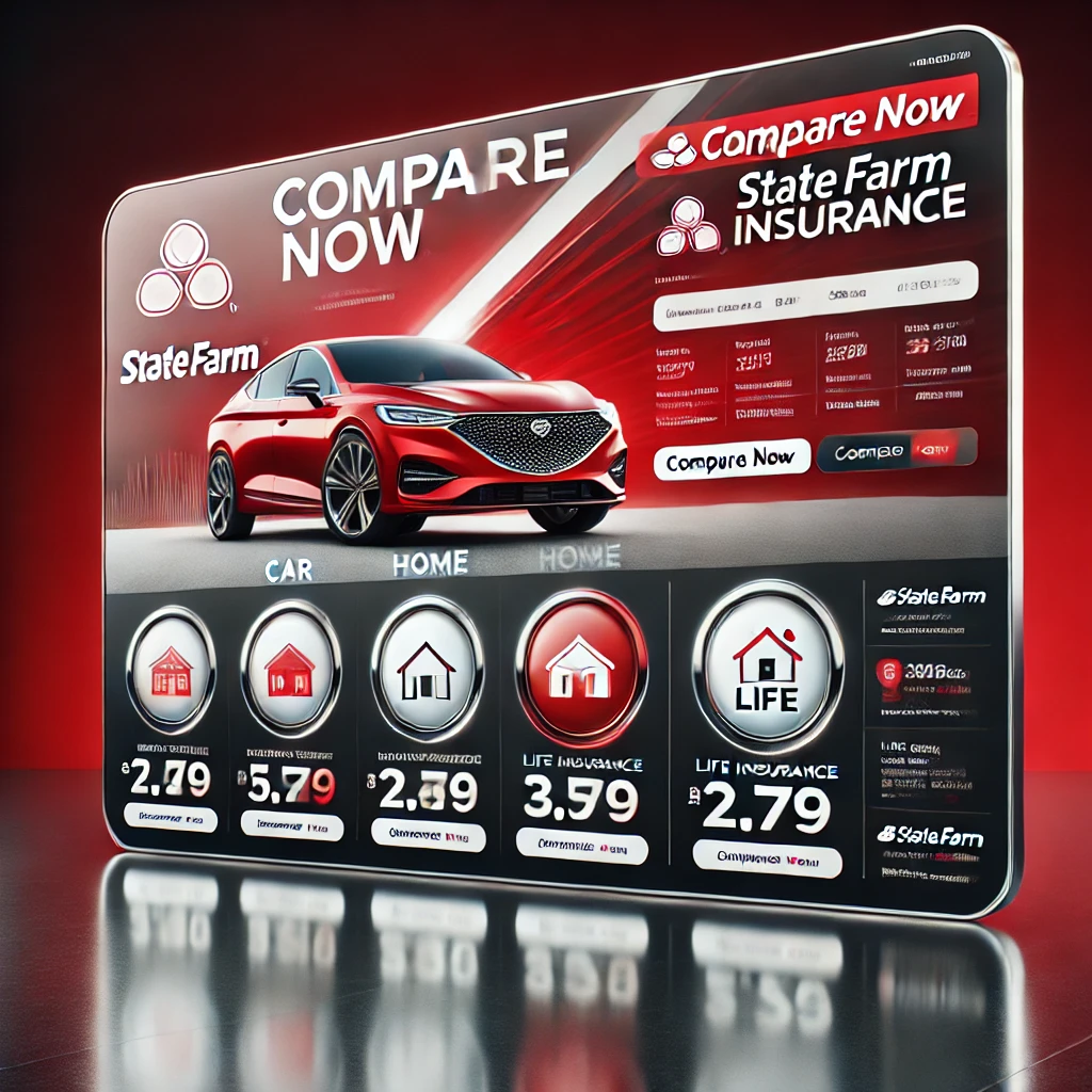 Driver comparing State Farm-style coverage alternatives from multiple insurers on a laptop