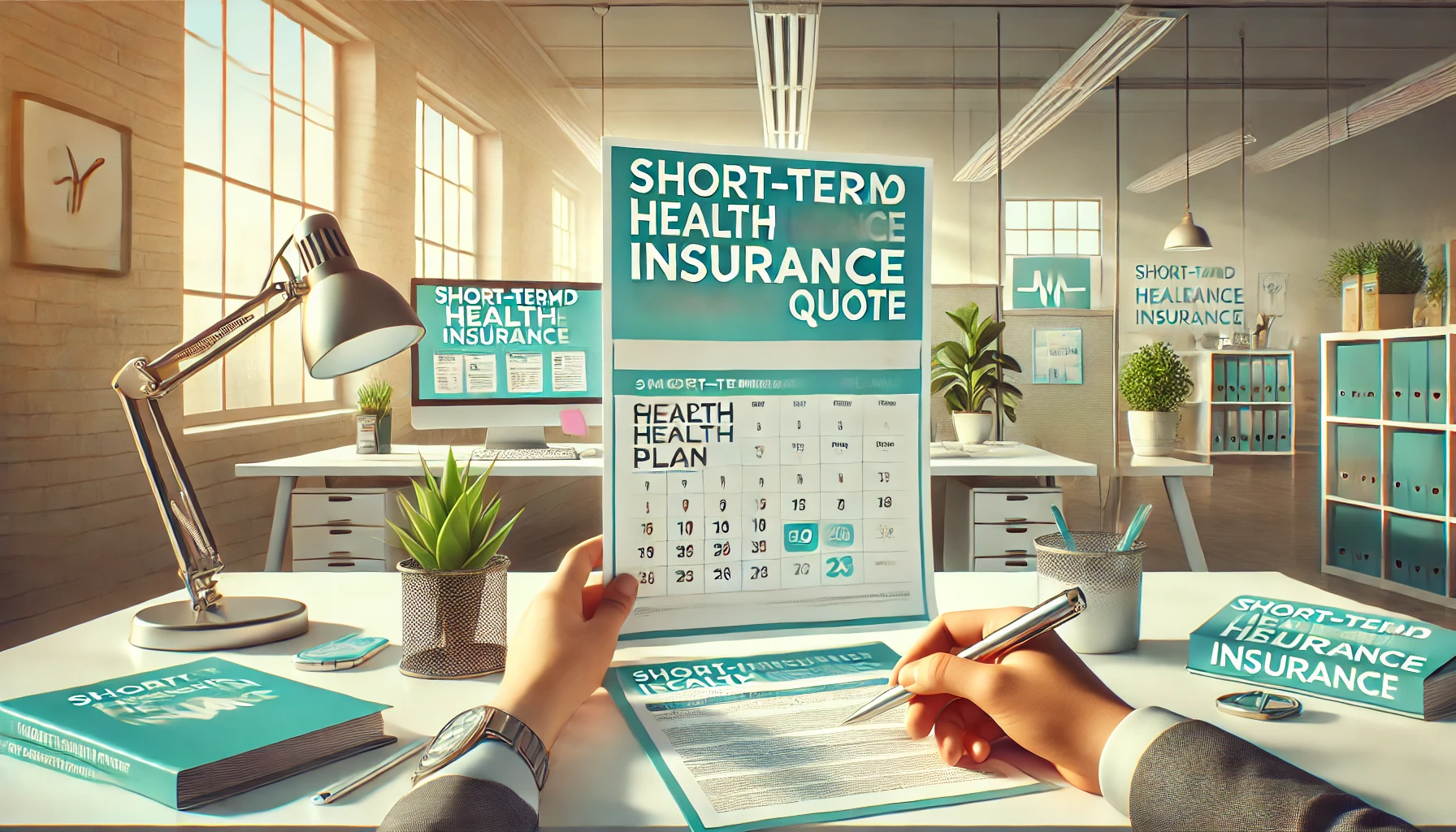 Short-term health insurance quote — laptop with plan results and cost comparison