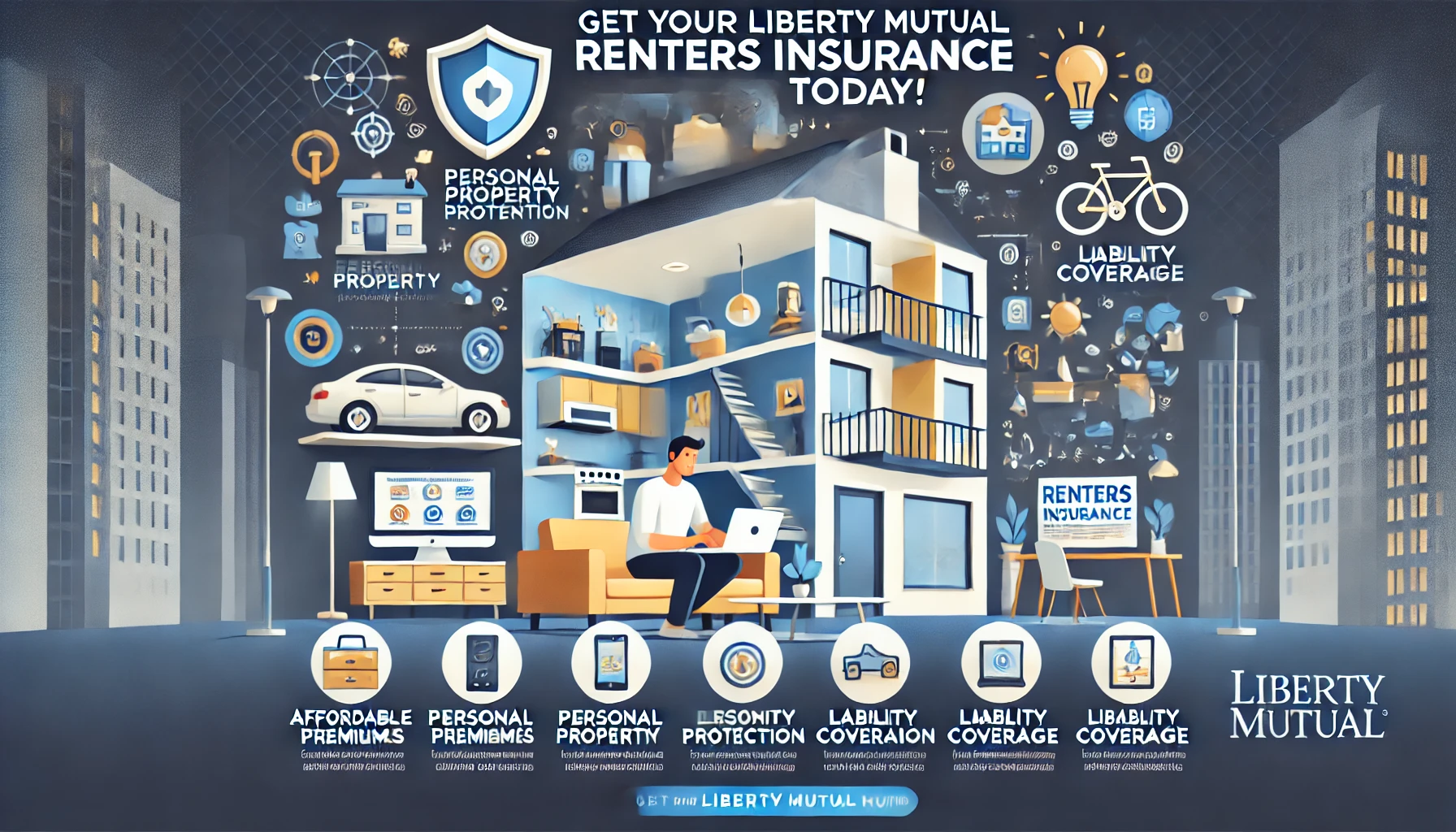 Liberty Mutual renters insurance — apartment interior with protected belongings
