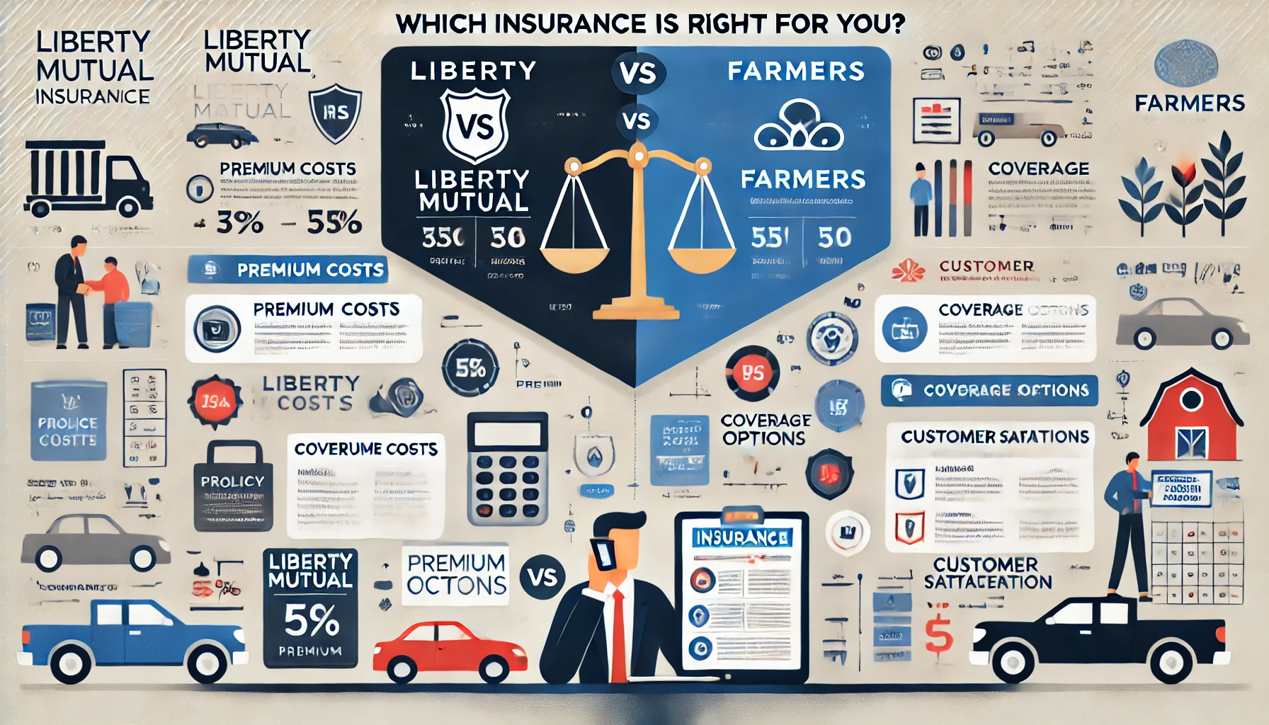 Liberty Mutual vs Farmers—independent side-by-side review of auto and home insurance features, bundles, and pricing factors