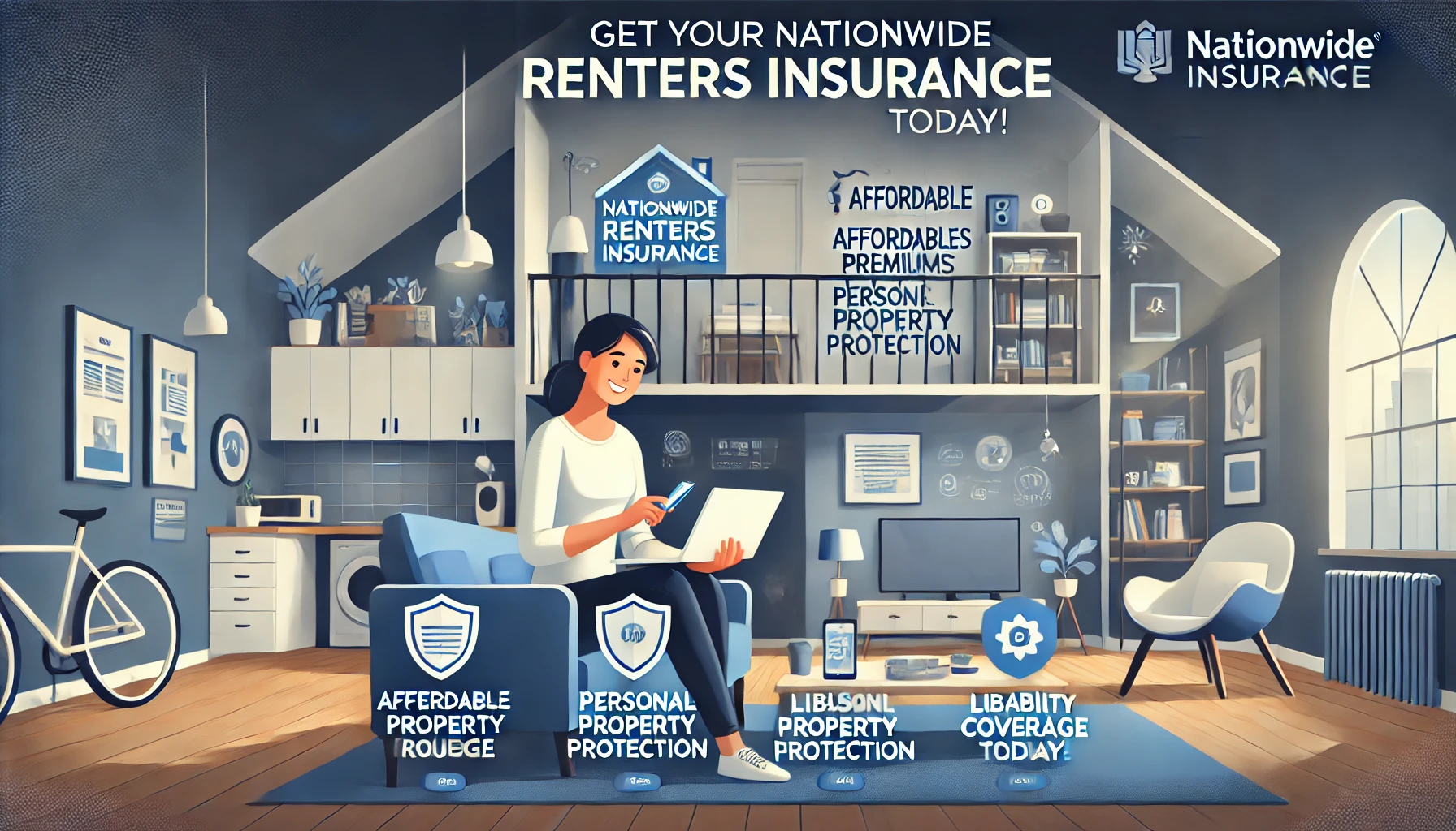 Nationwide renters insurance coverage being reviewed on a laptop