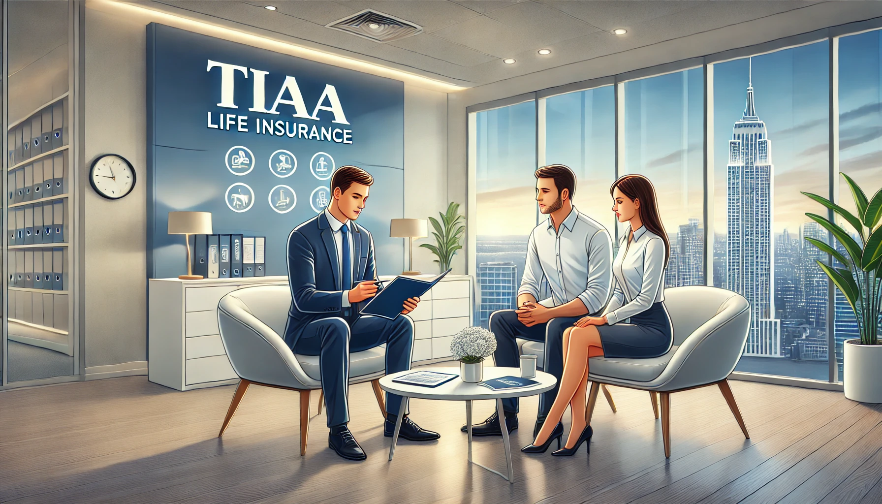 Advisor reviewing TIAA life insurance quotes with university employees