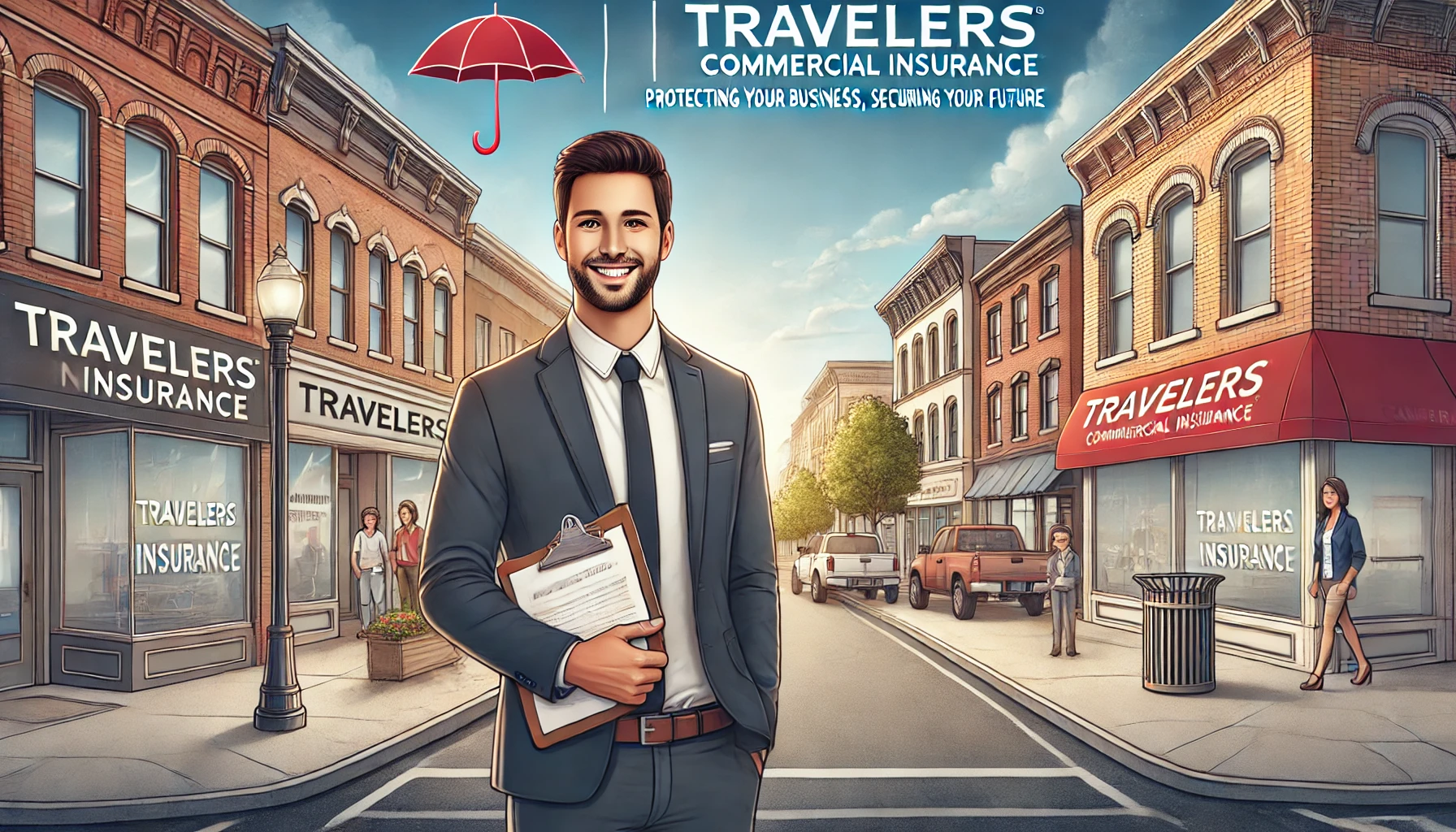 Business owner reviewing a Travelers commercial insurance quote with Blake Insurance Group