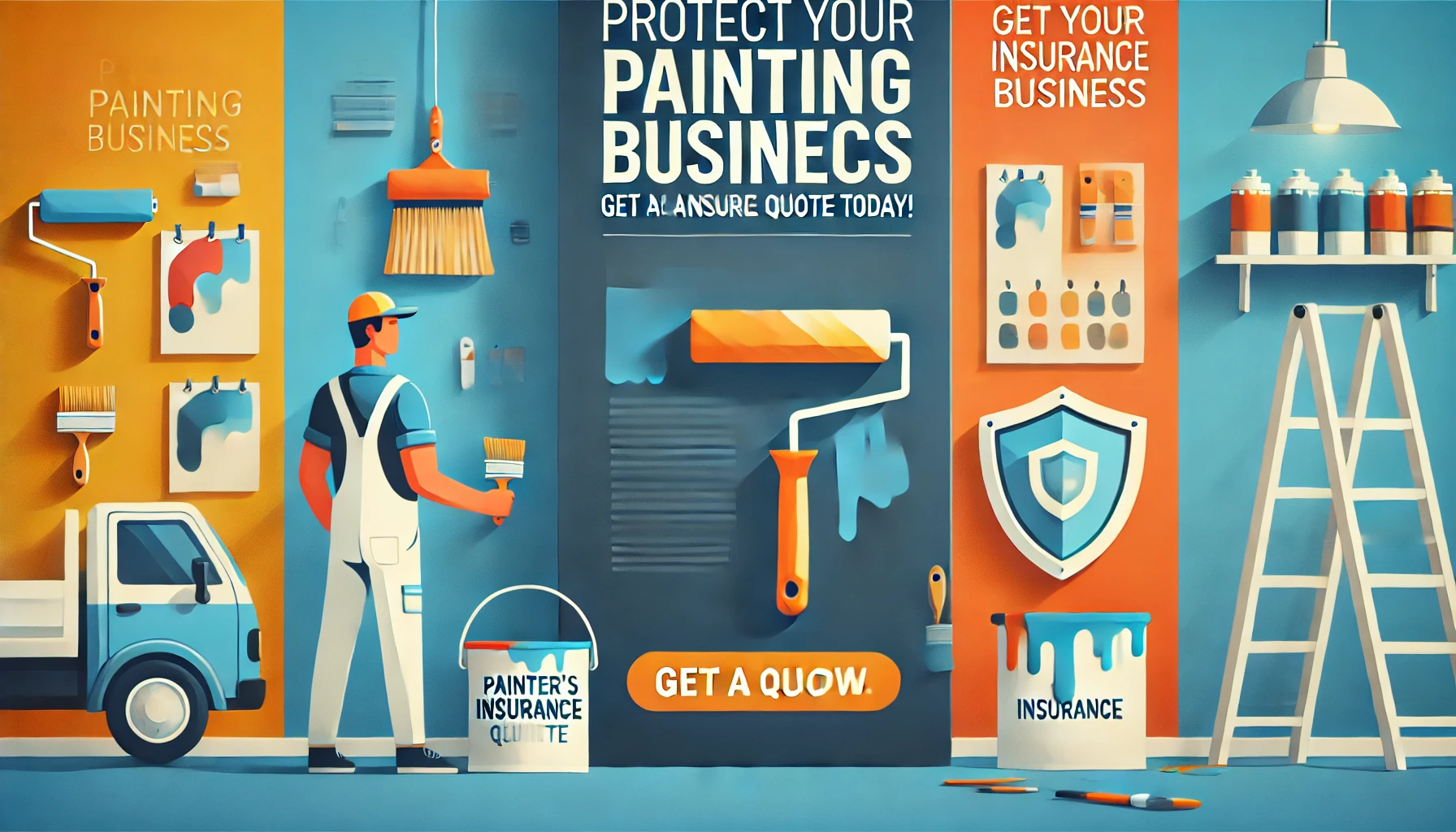 Professional painter on a ladder reviewing insurance requirements for a residential and commercial job