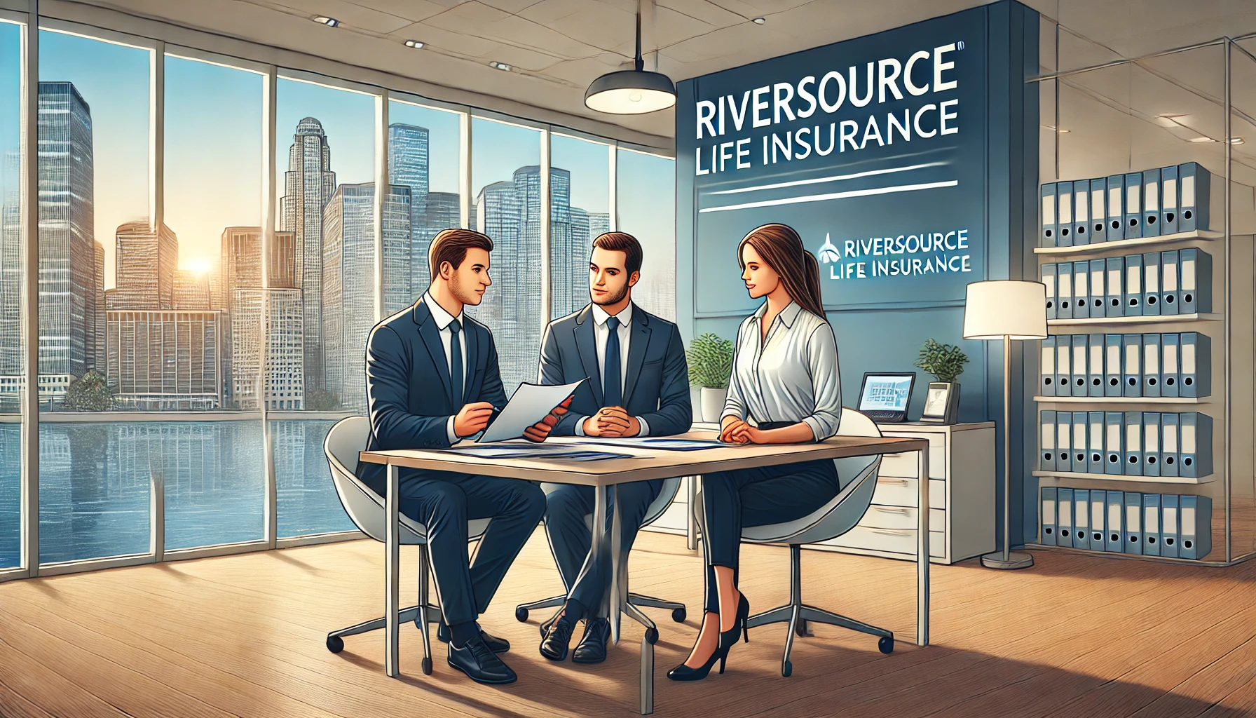 Independent agent reviewing RiverSource life insurance quote options with a family