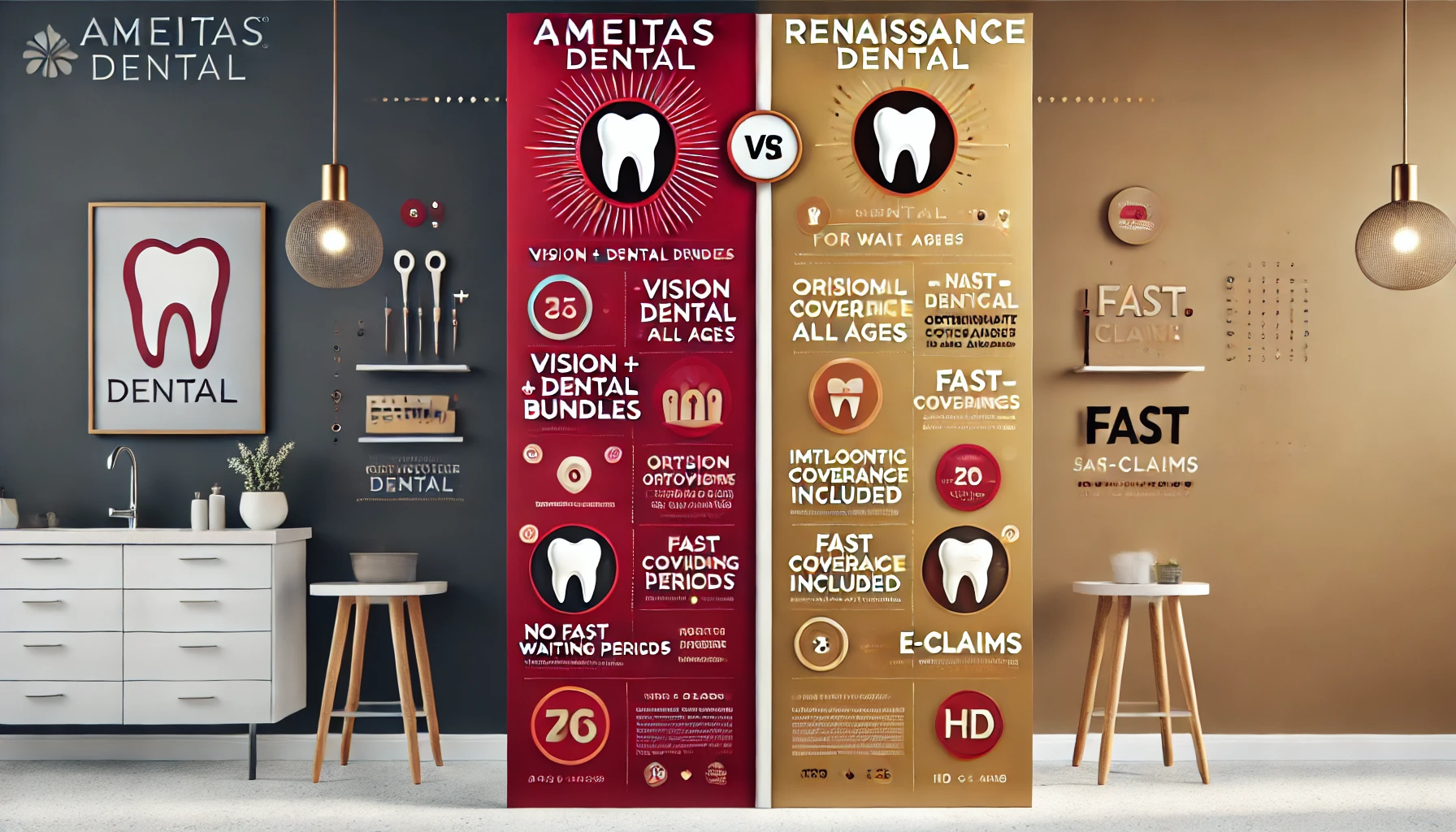 Ameritas Dental versus Renaissance Dental — PPO networks, allowances, and coverage comparison