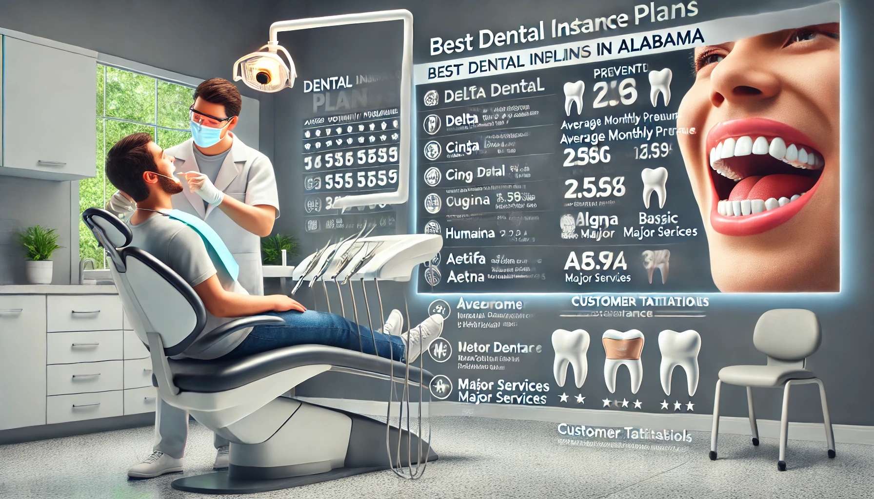 Alabama dental insurance comparison with dentist and patient reviewing a treatment plan