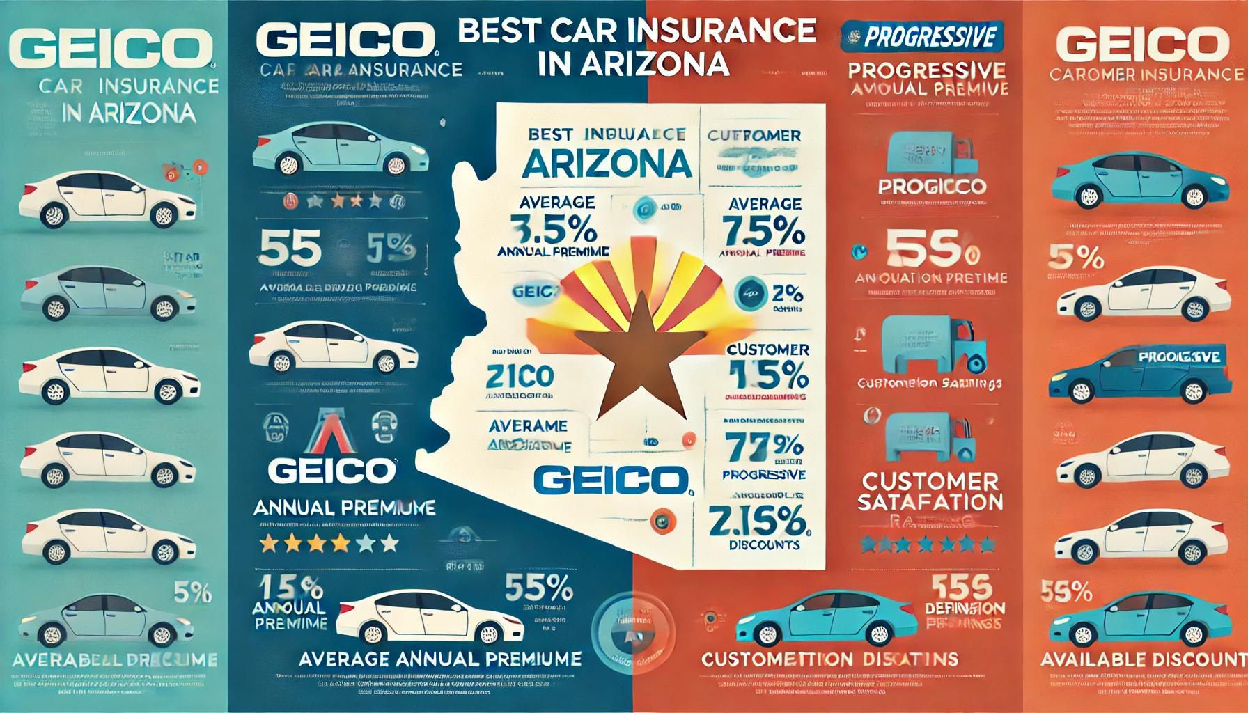 GEICO vs Progressive Arizona auto insurance comparison for 2026 drivers