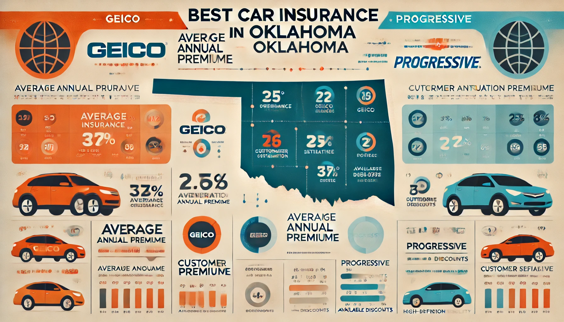 Best car insurance in Oklahoma-GEICO vs. Progressive auto