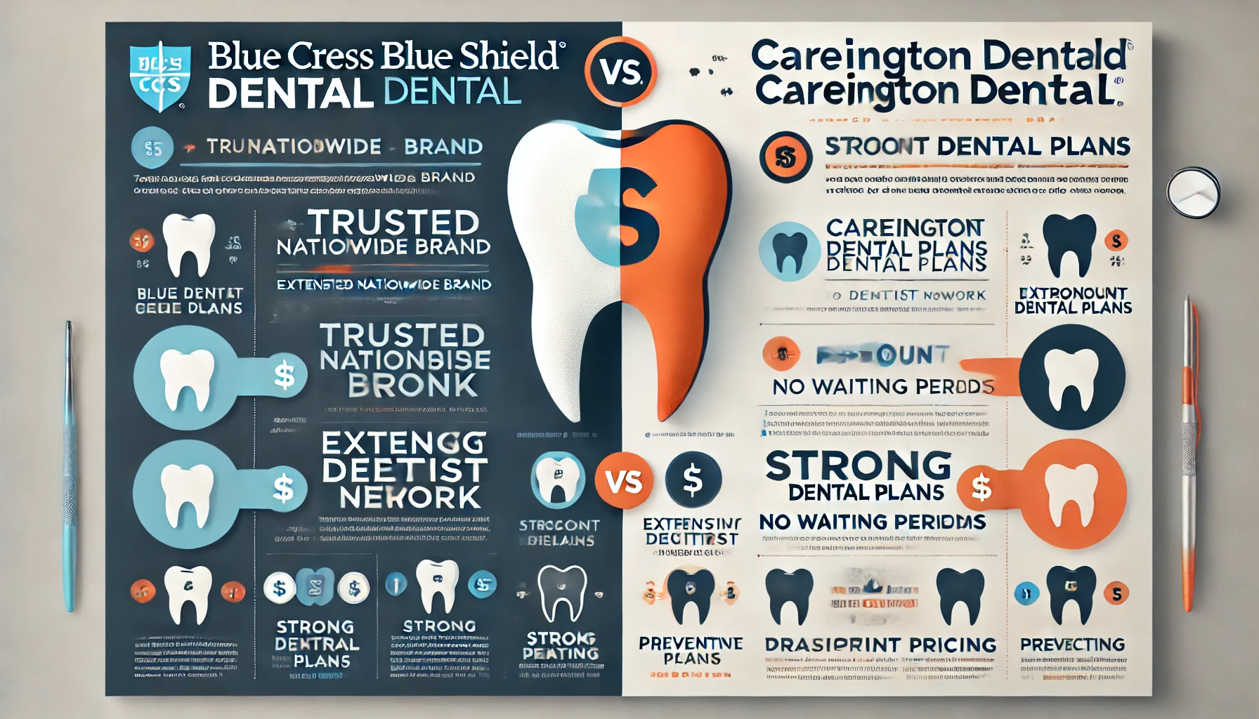 Blue Cross Blue Shield Dental versus Careington Dental comparison for 2026 showing insurance versus discount-plan choices