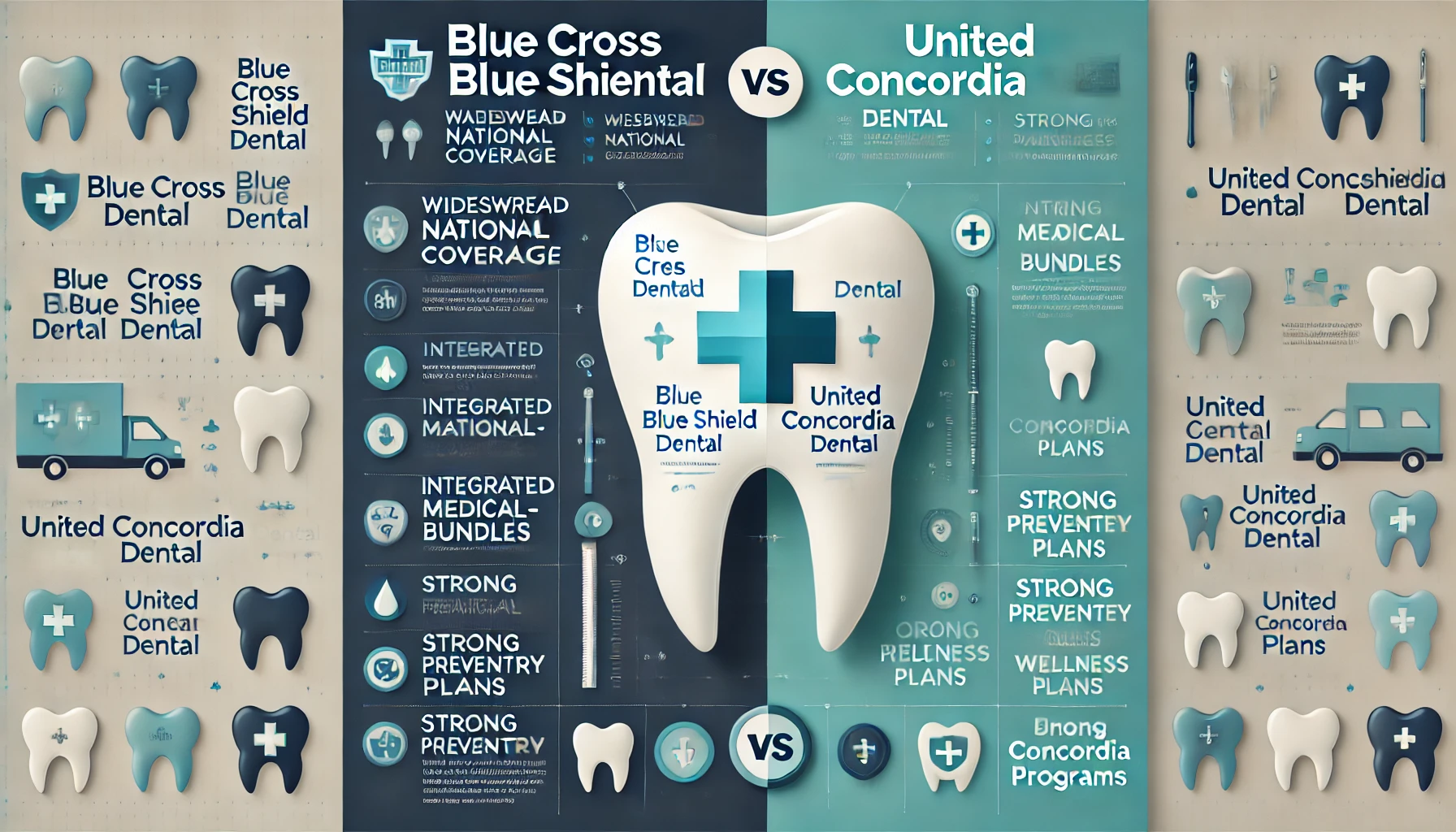 Advisor comparing BCBS Dental and United Concordia Dental plan options on a laptop