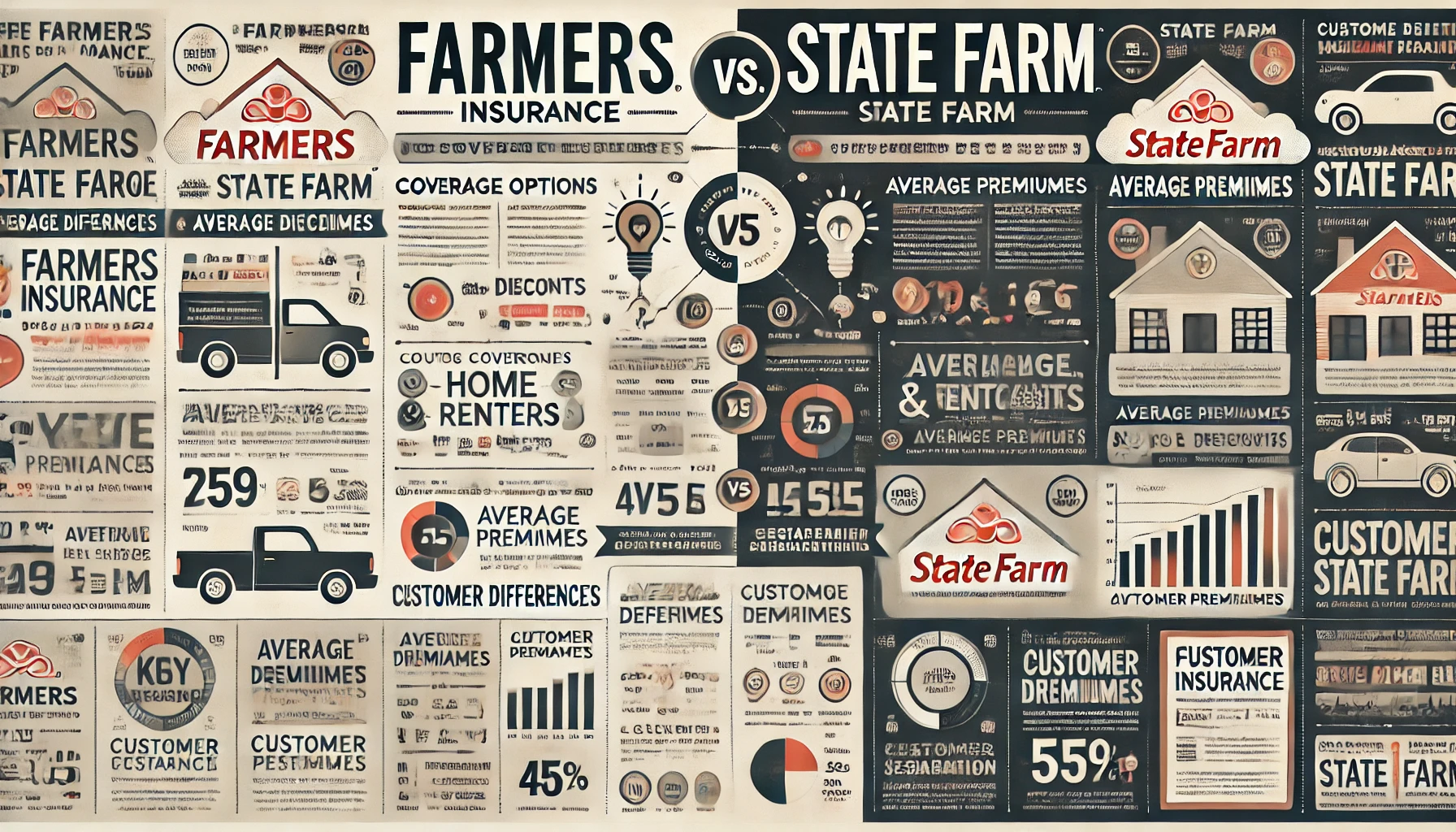 Independent comparison of Farmers and State Farm — auto, home, renters, and bundles