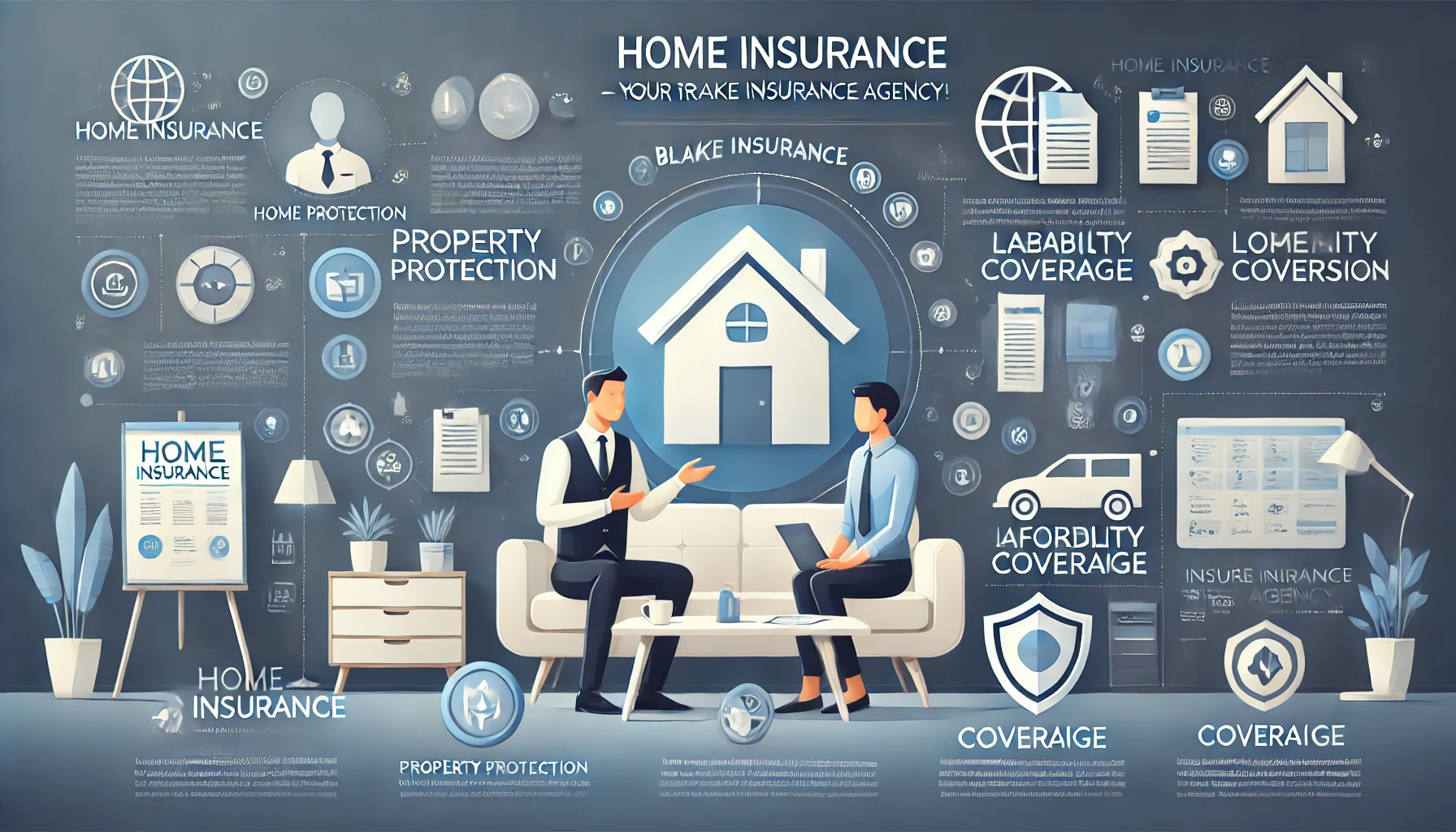 Independent home insurance agent reviewing options with a family in their living room