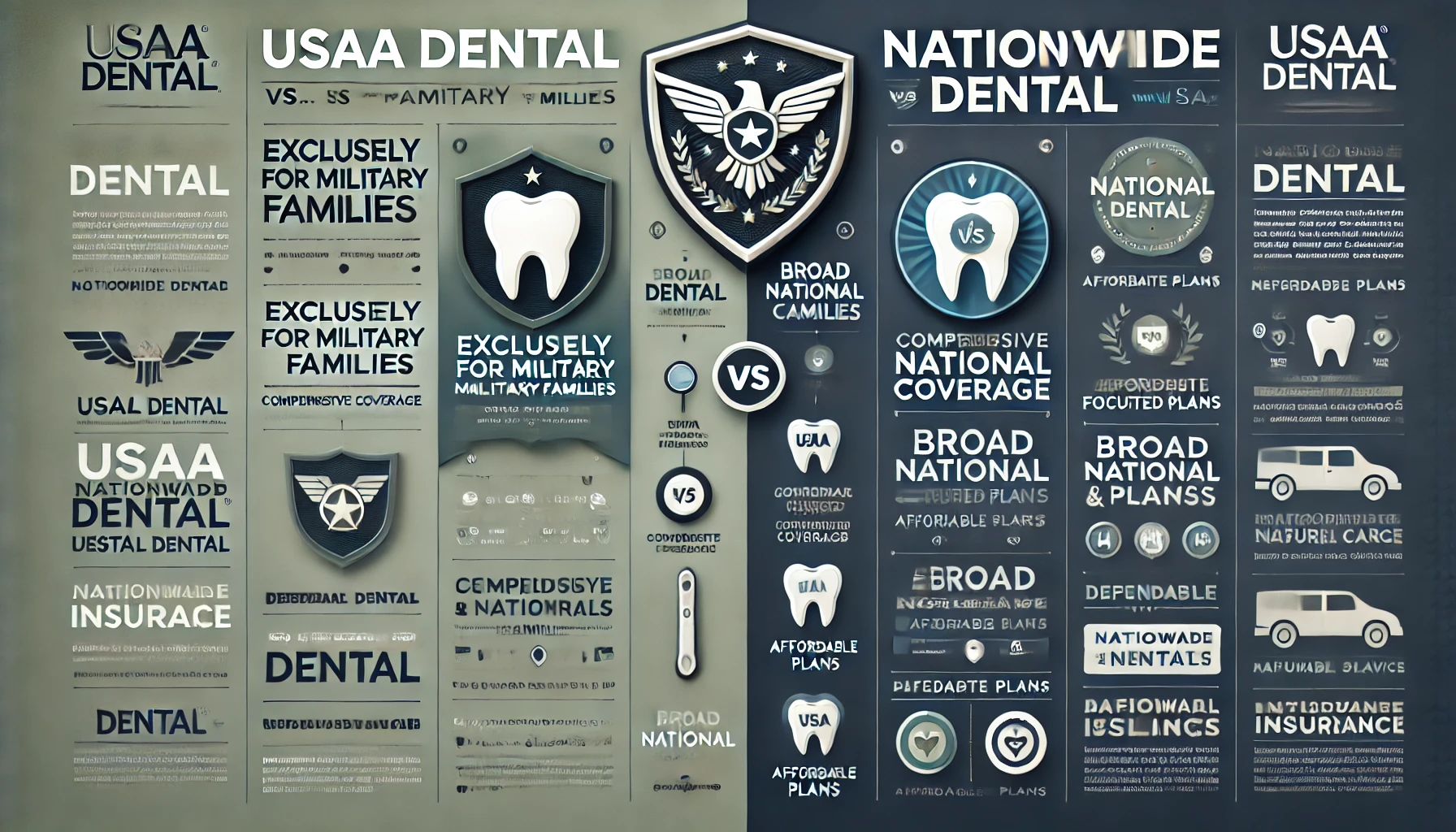 USAA dental vs Nationwide dental comparison for 2026 with side-by-side review of networks, waiting periods, implants, and orthodontic value