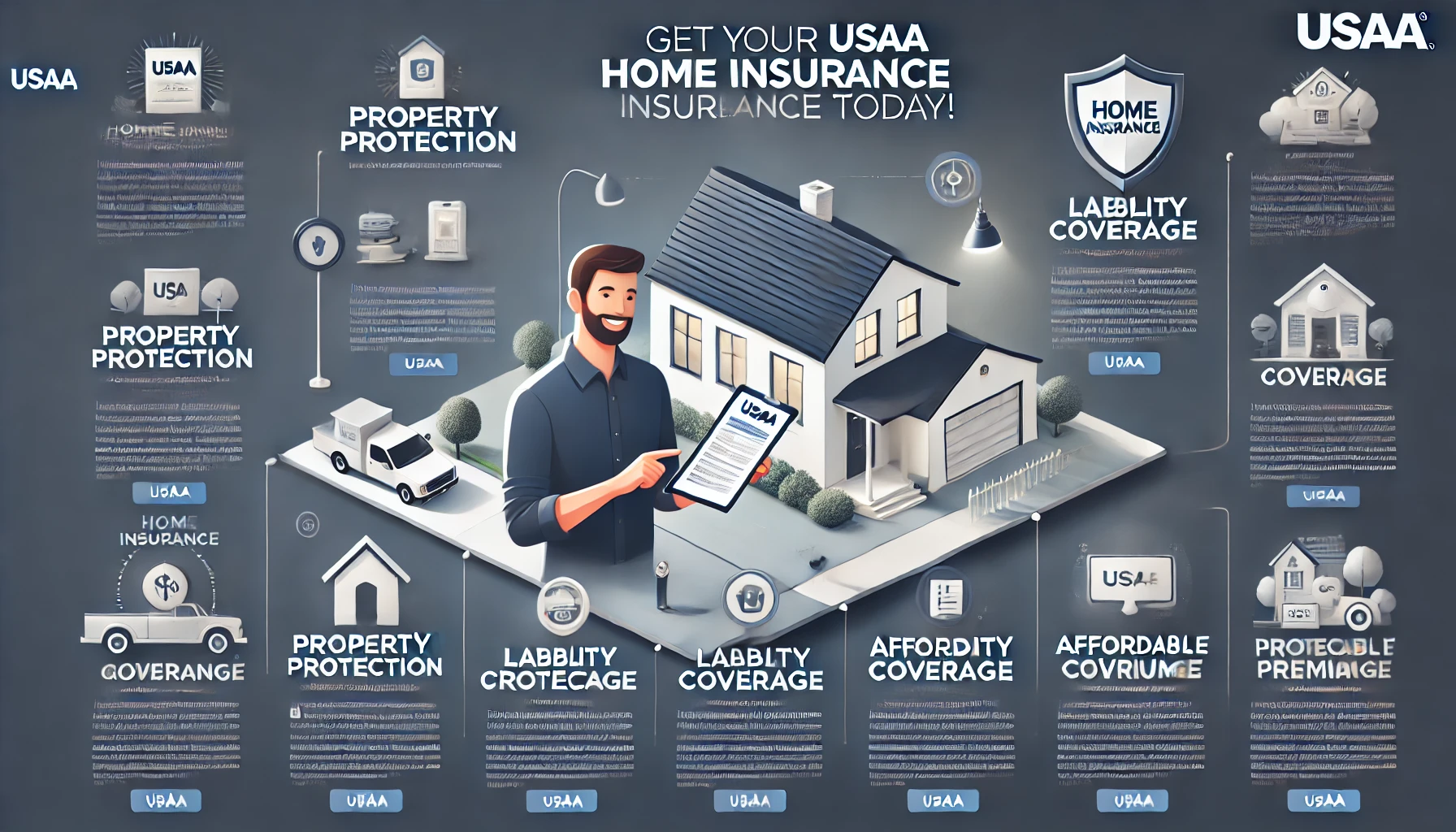 USAA home insurance: family outside their home reviewing coverage
