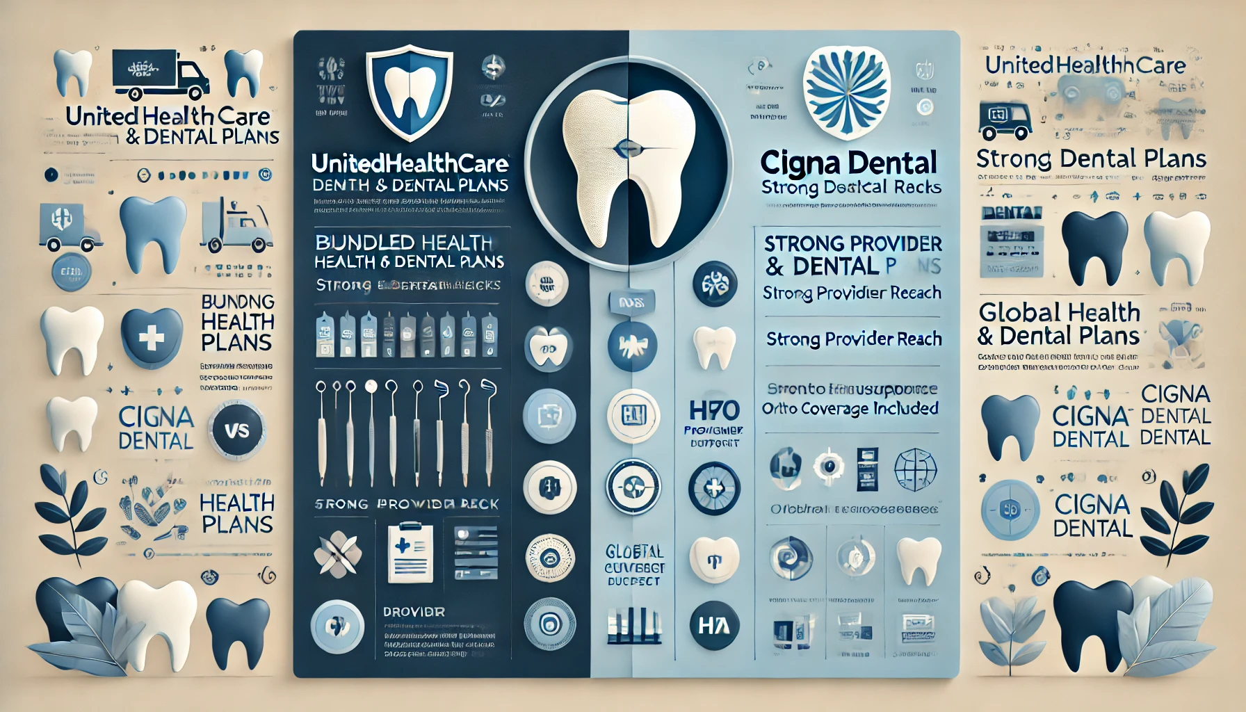 UnitedHealthcare Dental vs Cigna Dental comparison for 2026 with plan types, networks, waiting periods, and typical coverage patterns