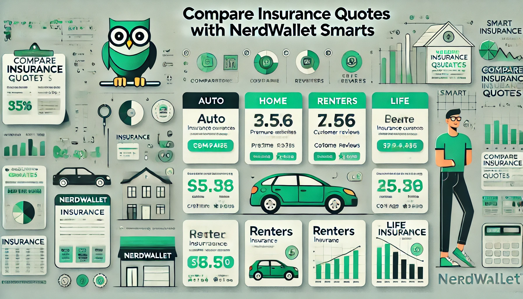 Comparing NerdWallet insurance quotes with an independent agent review on a laptop