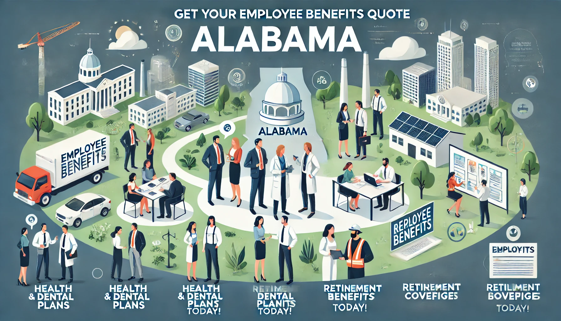 Alabama employers comparing 2026 employee benefits quotes with an independent agency