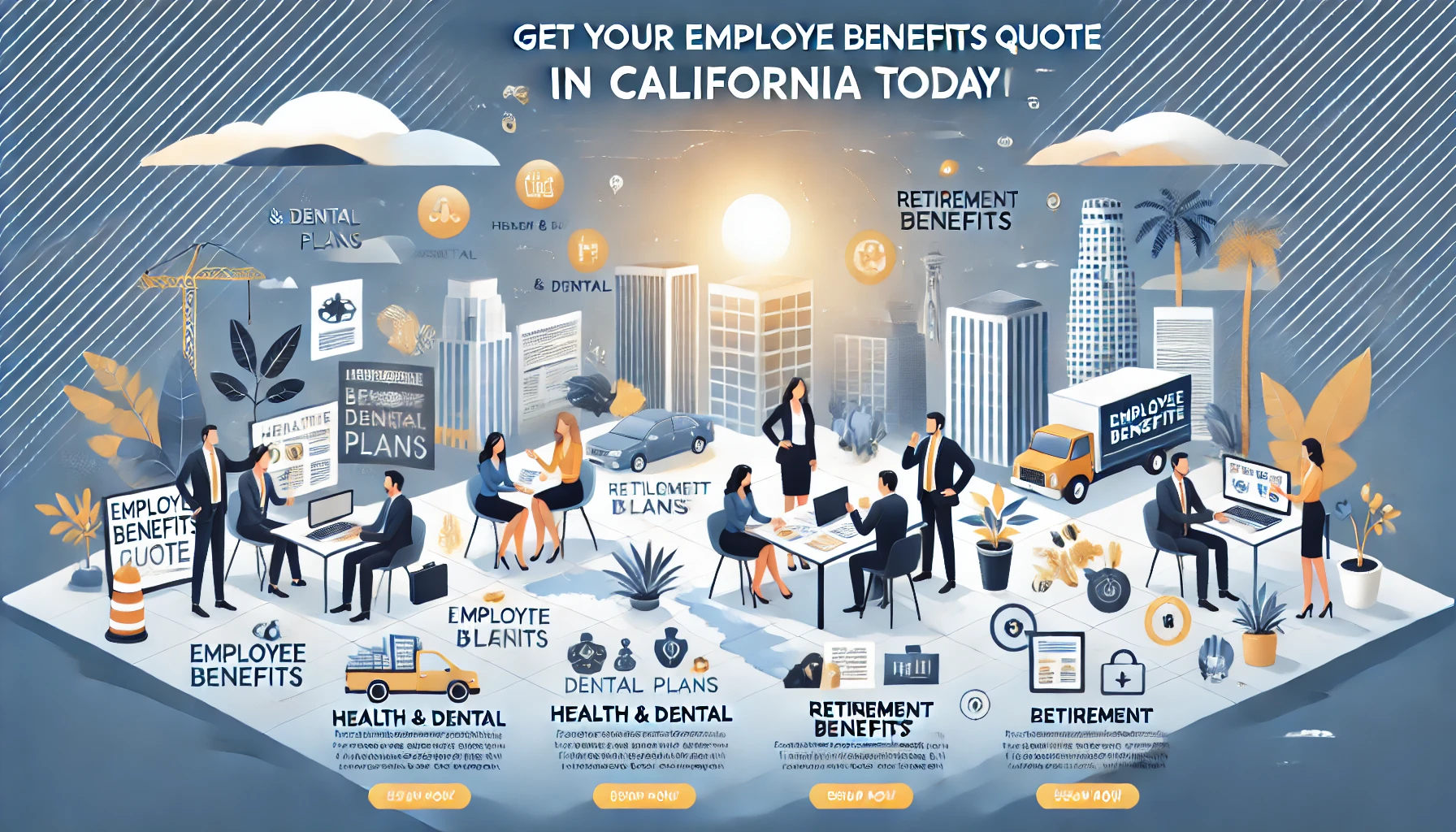 California business owner reviewing 2026 employee benefits quote options with an independent agency