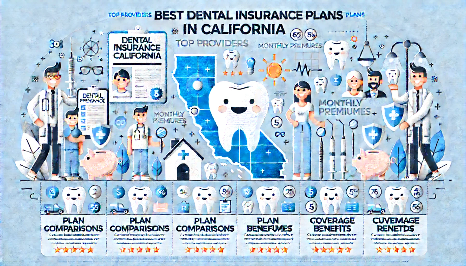 California family comparing dental insurance plan options at a dental office