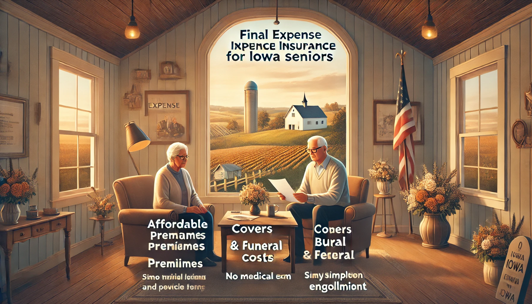Iowa seniors reviewing final expense life insurance options with an independent agent