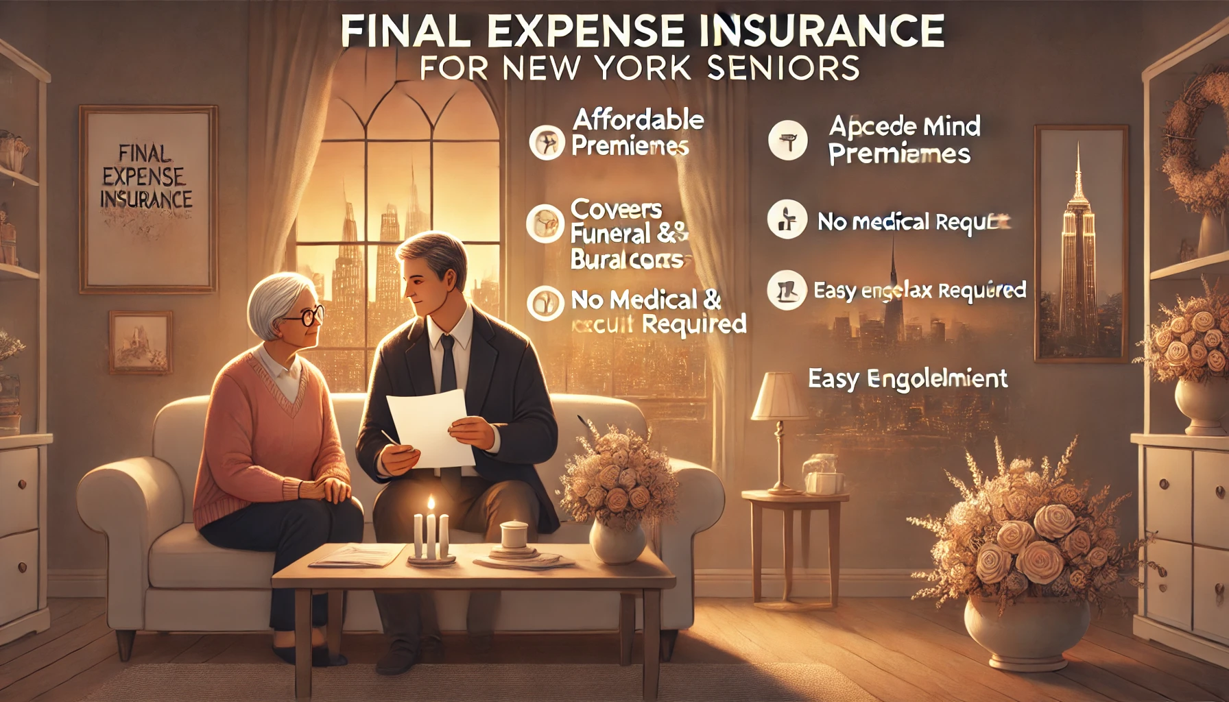 New York seniors reviewing final expense (burial) insurance options with an independent agent