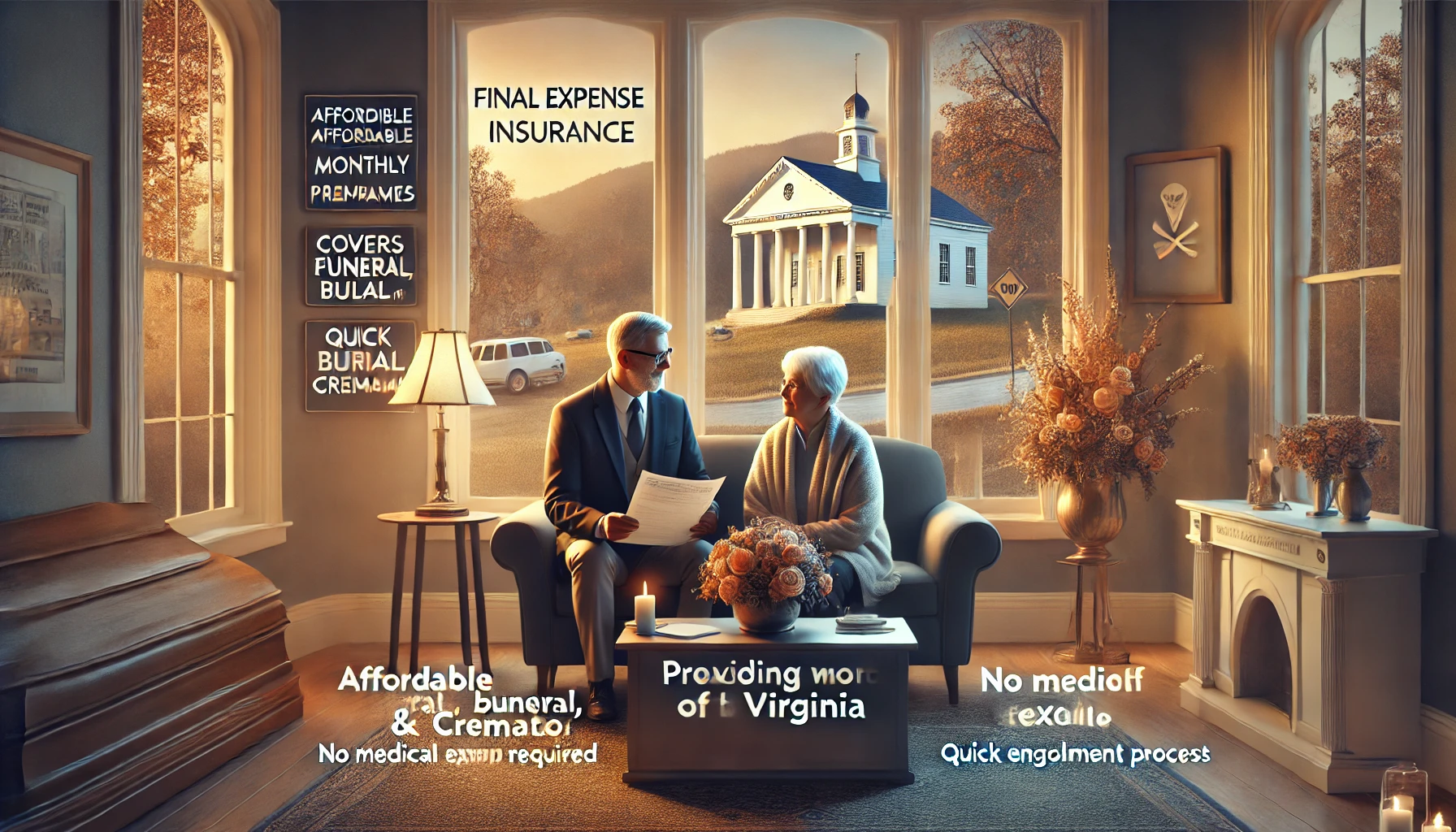 Virginia senior couple reviewing final expense insurance options to help cover funeral and burial costs