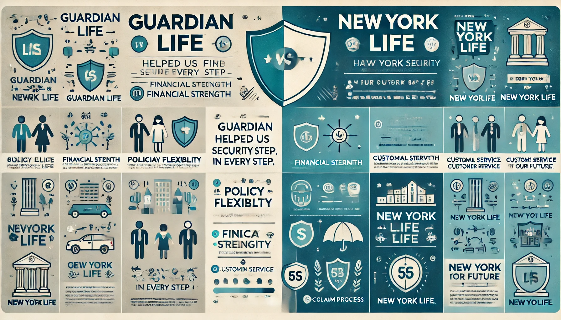 Advisor comparing Guardian Life and New York Life life insurance illustrations with a client
