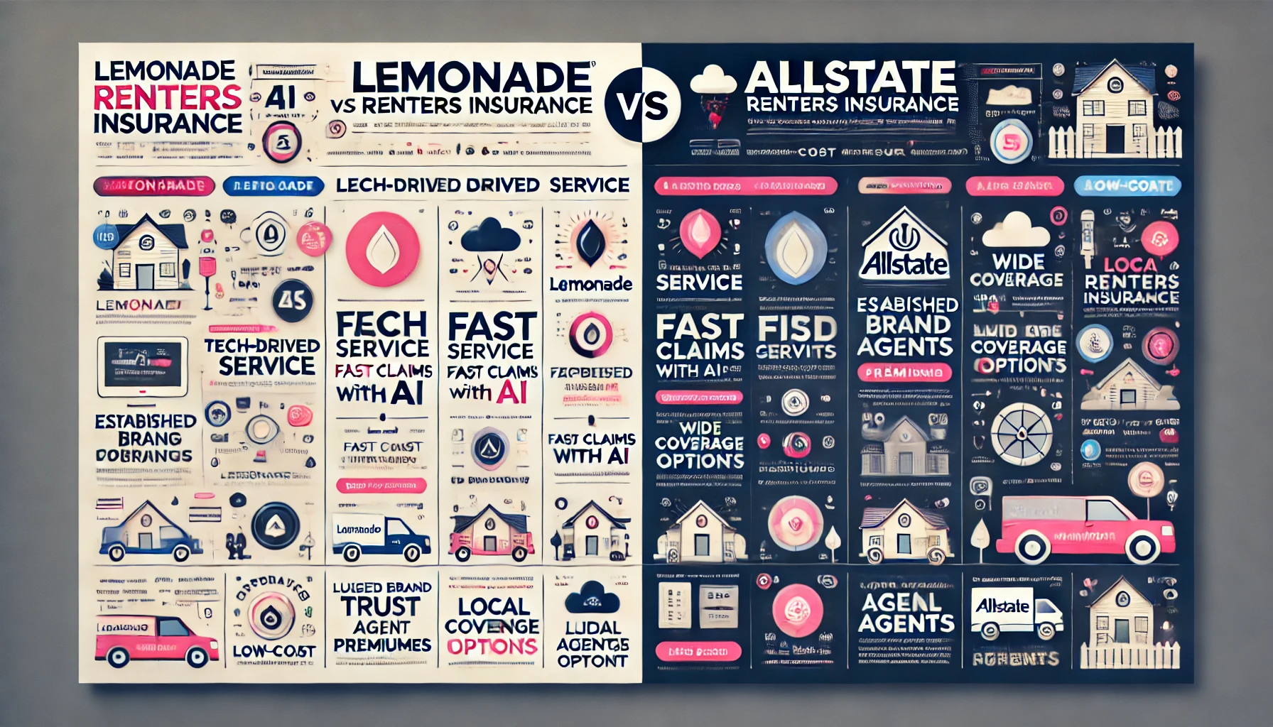 Lemonade vs Allstate insurance comparison for 2026 with digital app-first service versus traditional carrier support