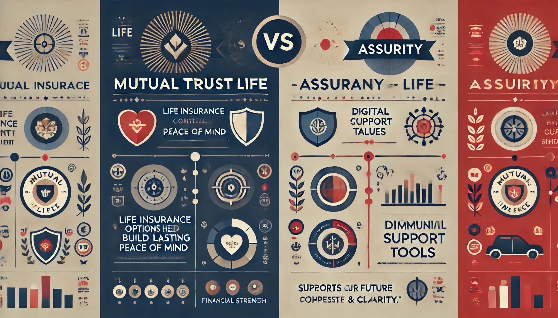 Side-by-side comparison of Mutual Trust Life and Assurity life insurance options for families and business owners