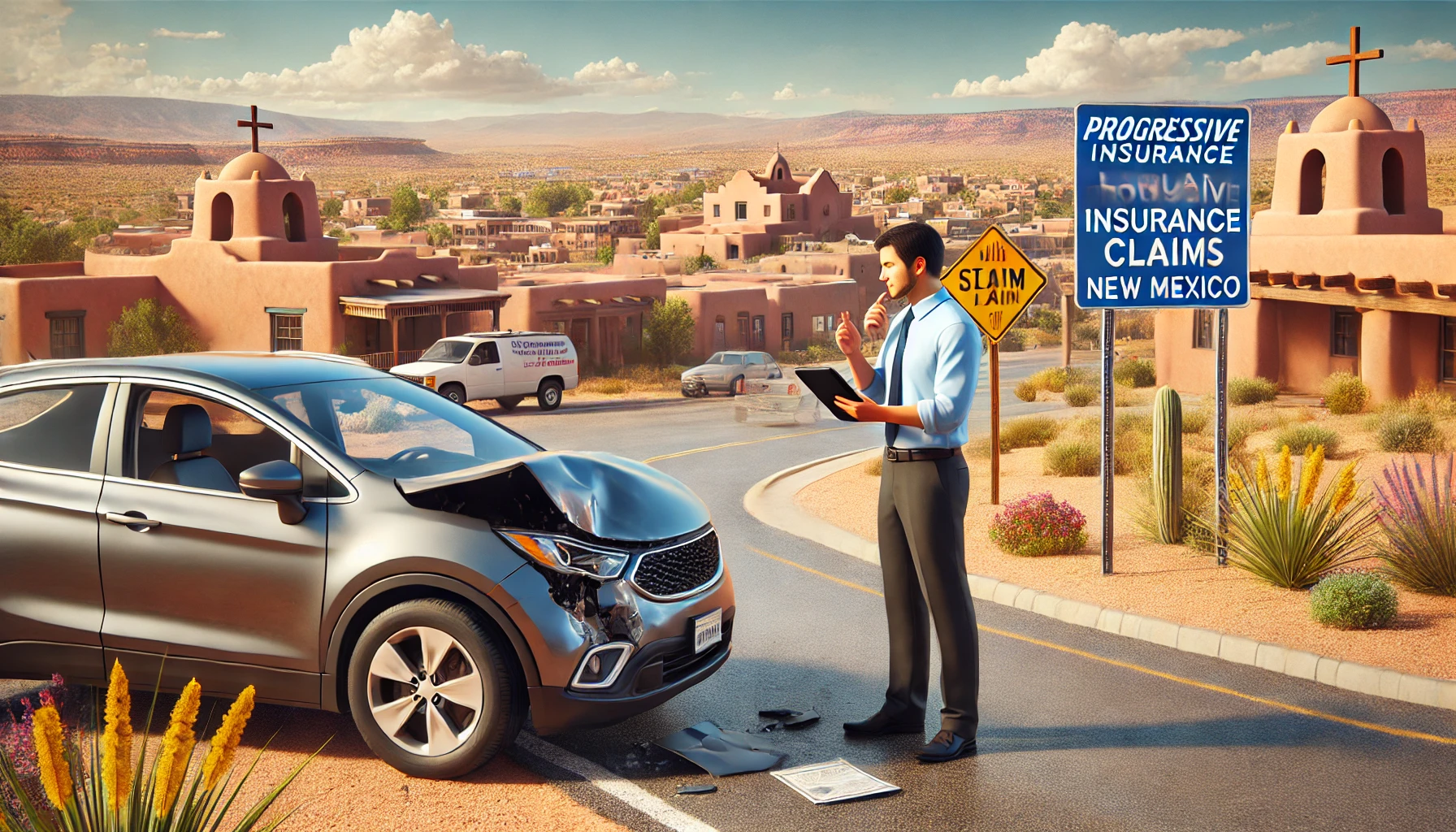 New Mexico driver documenting a fender-bender for a Progressive insurance claim