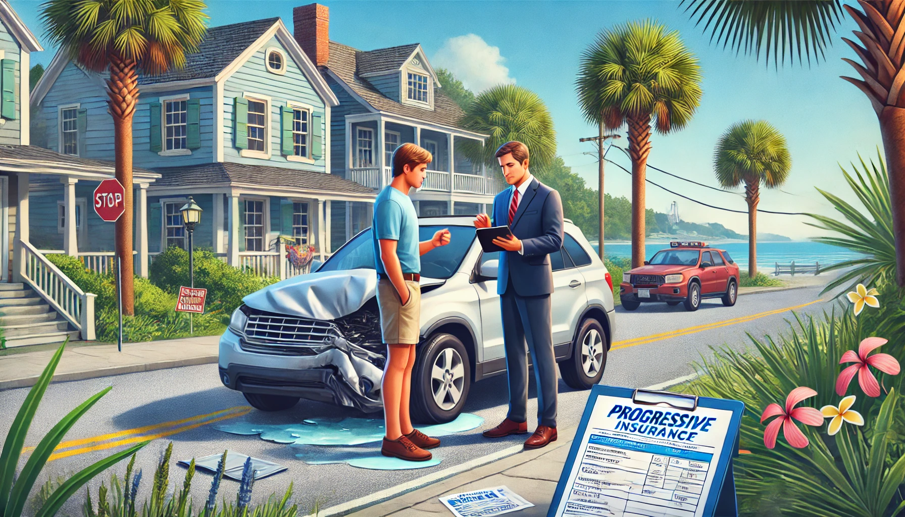 South Carolina driver filing a Progressive insurance claim after a vehicle accident