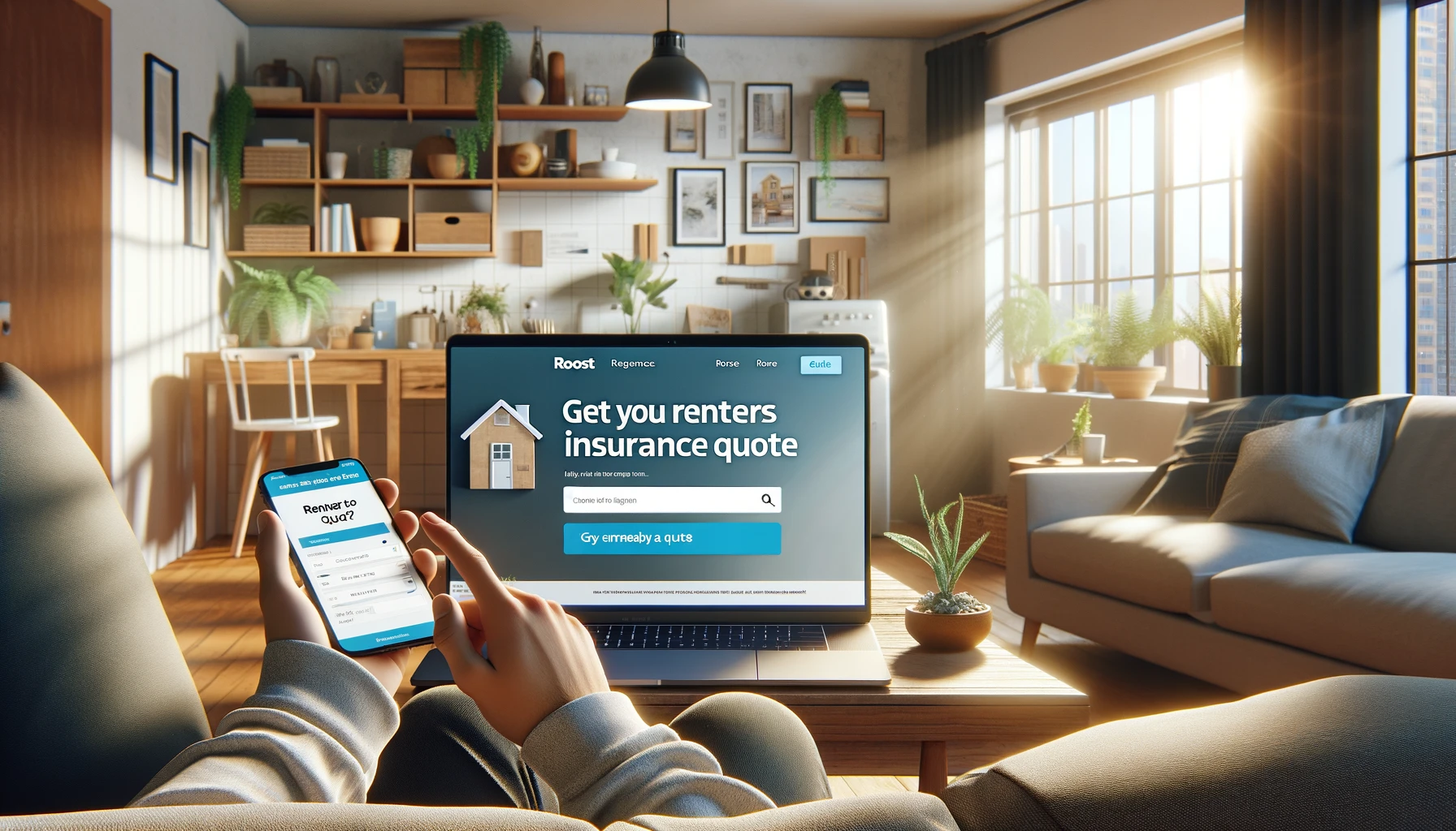 Roost renters insurance quote comparison page showing coverage choices, proof of insurance, and pricing factors for renters in 2026