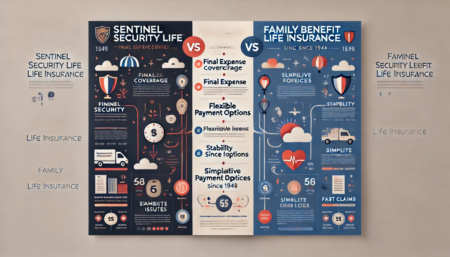 Side-by-side comparison of Sentinel Security Life and Family Benefit Life final expense policies