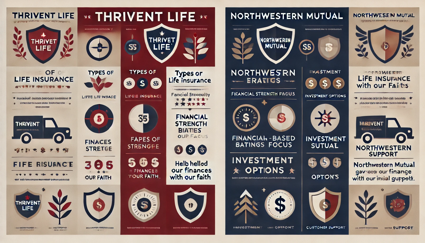 Thrivent vs Northwestern Mutual life insurance comparison showing term, whole life, and indexed universal life options