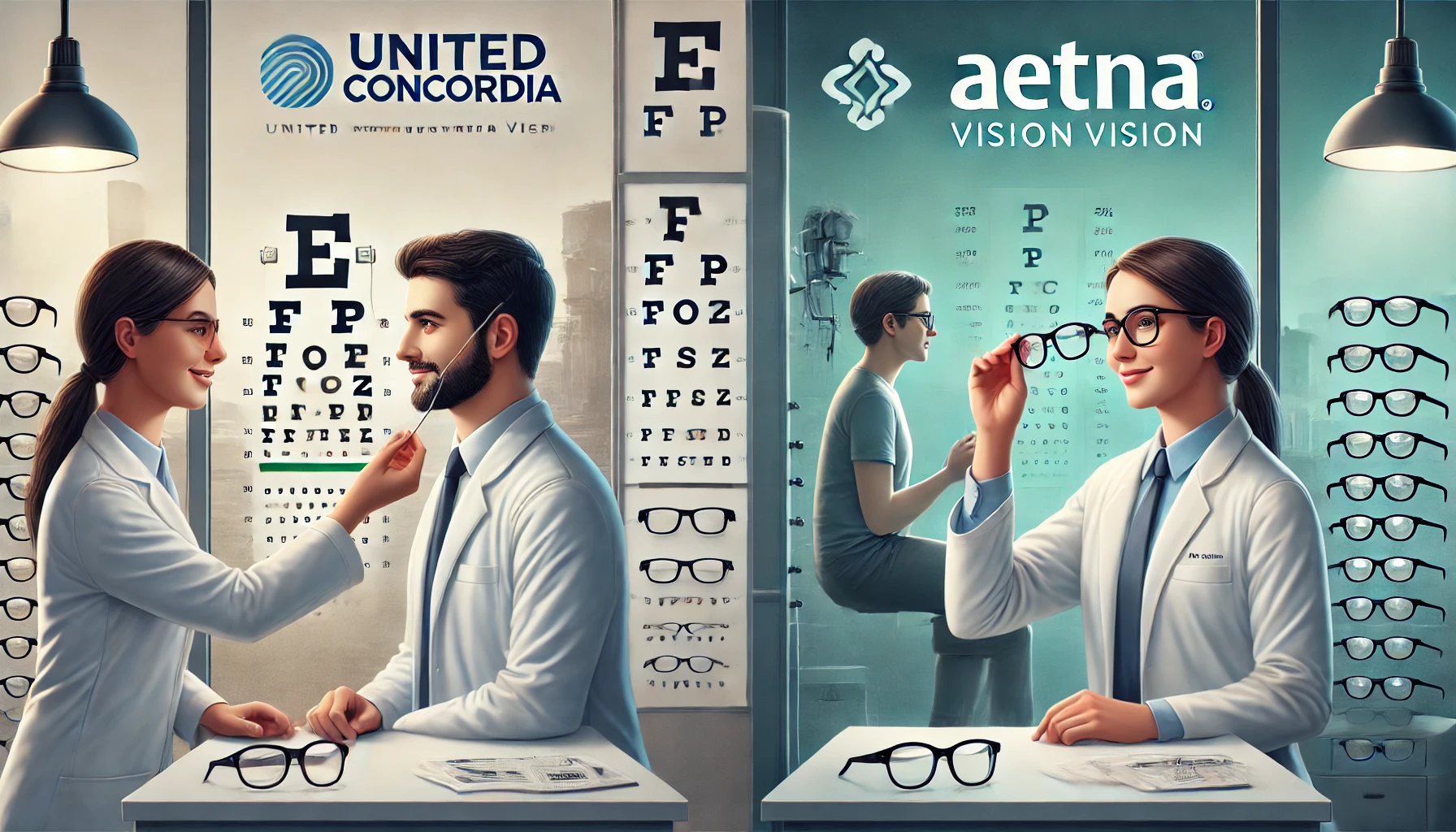 United Concordia Vision vs Aetna Vision side-by-side network and allowances comparison