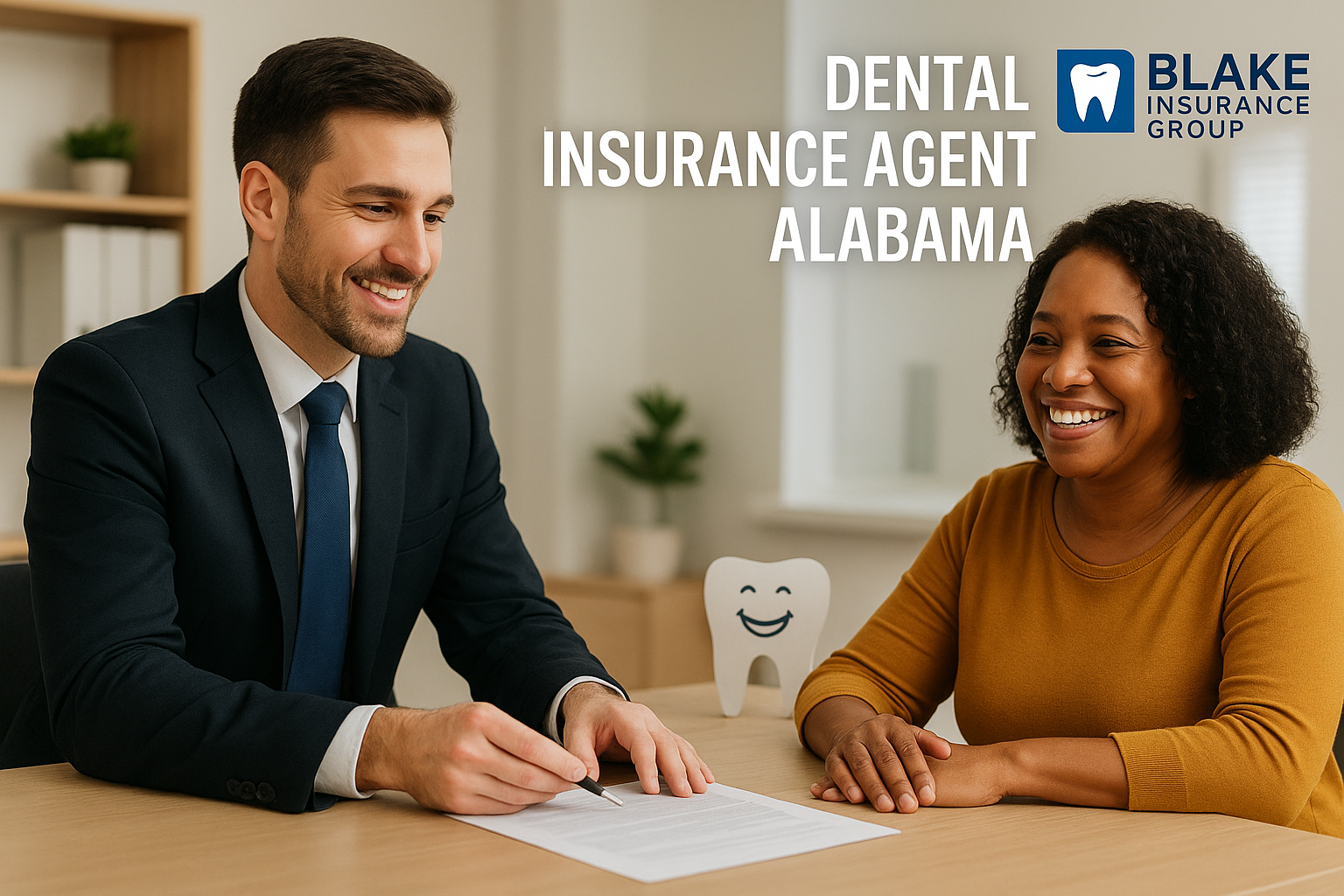 Alabama family reviewing dental insurance options with an independent agent