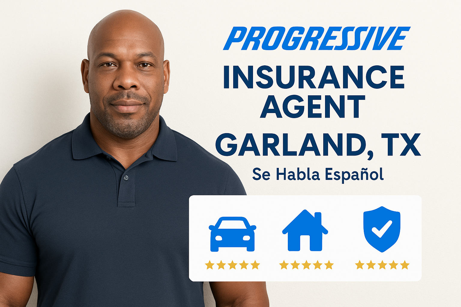 Garland Texas driver comparing Progressive and multi-carrier auto insurance quotes with a local independent agent